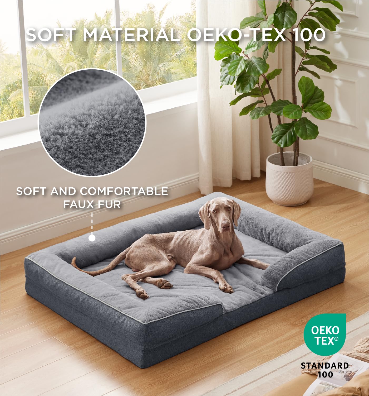 Made4Pets Orthopedic Dog Bed for Extra Large Dogs, Supportive Foam XXXL Pet Bed Sofa with Washable Removable Cover, Waterproof L