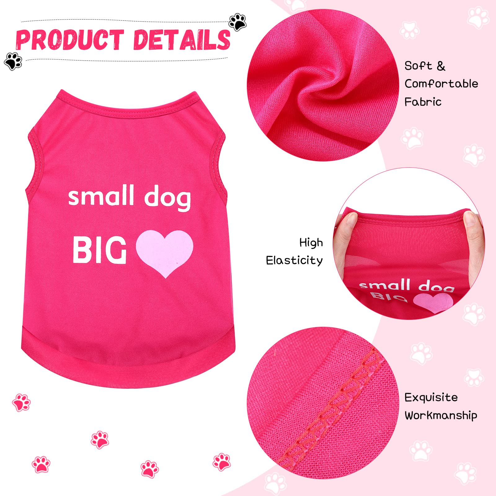 8 Pieces Pet Shirts Printed Puppy Soft Dog Shirt Pullover Cute Dog Sweatshirts Valentine 'S Day Puppy Girl Clothes Outfits Small