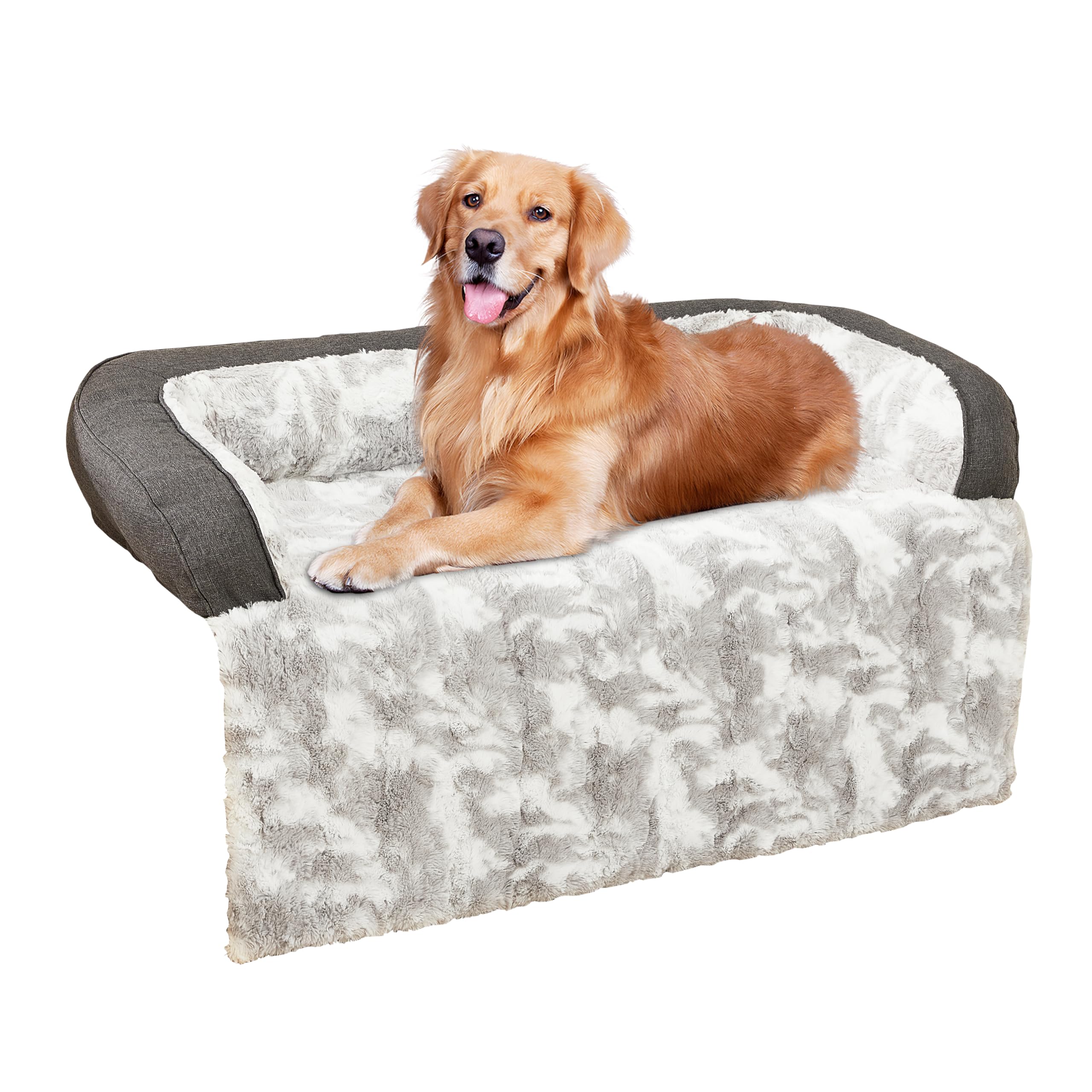 Hapyclaw Calming Dog Couch Bed Mat, 41X37 Inch Waterproof Fluffy Sofa Cover, Furniture Protector With Handle, Removable And Wash