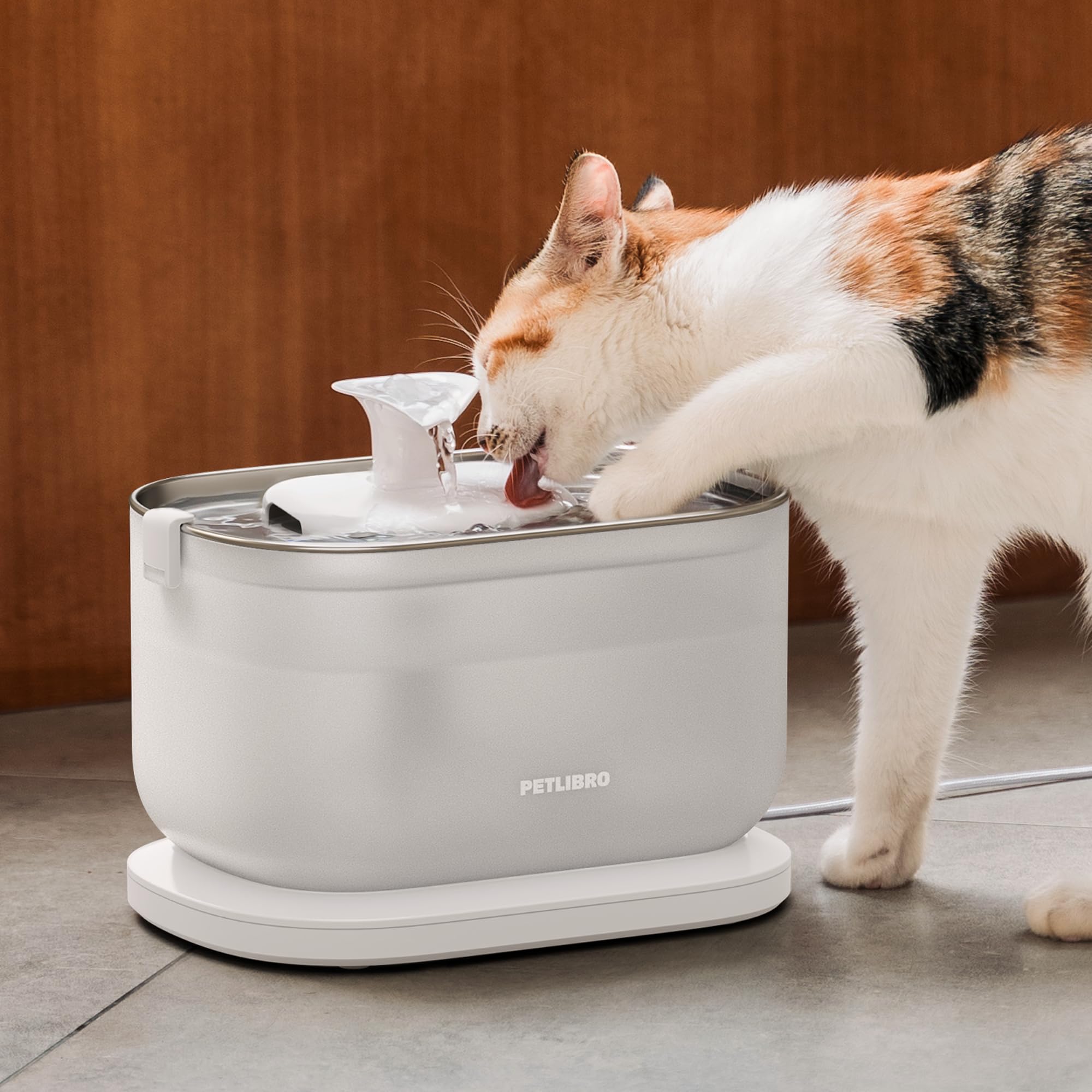 PETLIBRO Cat Water Fountain, Cat Fountain Indoor Stainless Steel Tray, 2.5L/84oz Wireless Pump Pet Water Fountain, Cat Water Dis