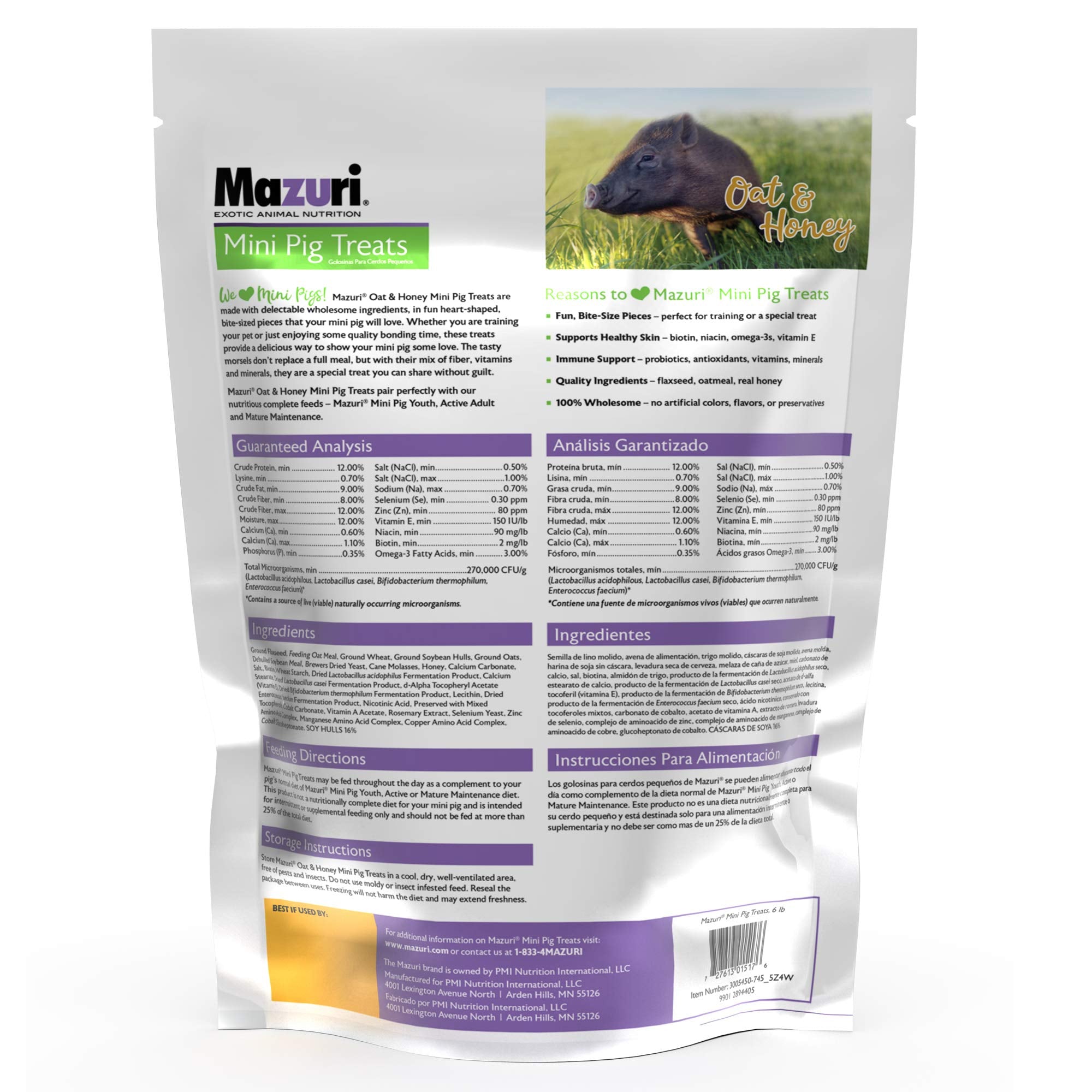 Mazuri Mini Pig Treats - Oat & Honey, 6 lb.