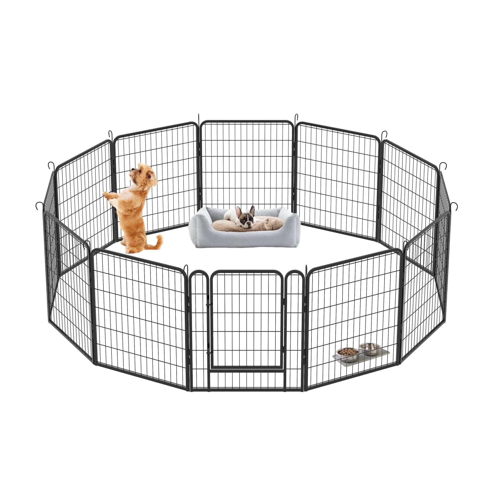 Dog Playpen Indoor - Pet Fence Puppy Exercise Pen For Yard Gate 6/8/12/16Panel Heavy Duty Crates With Doors Metal Dog Pen For Ca