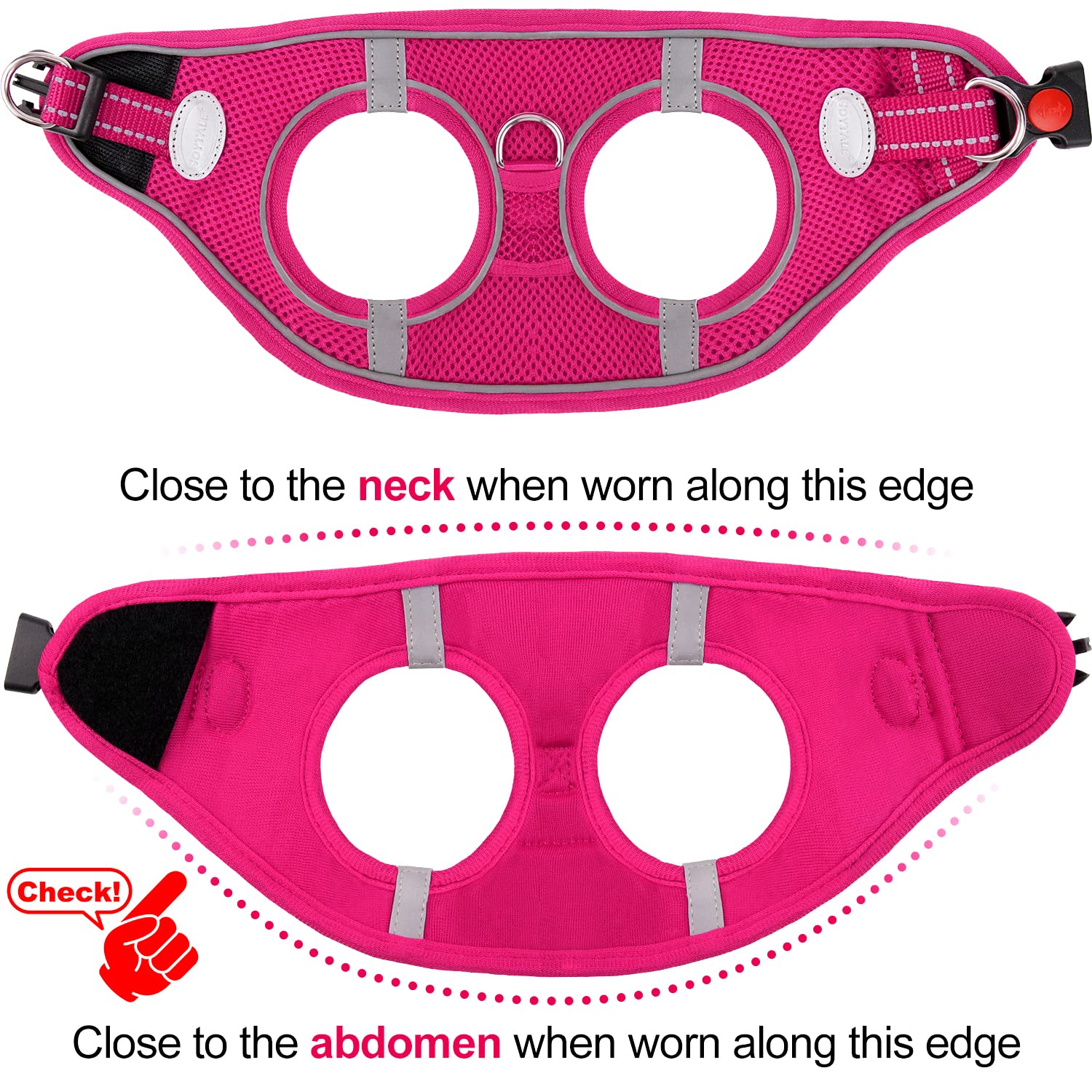 Joytale Step In Dog Harness,12 Colors,Breathable Mesh Vest Harness,Reflective Soft Padded Harnesses For Small And Medium Dogs,Hotpink,L