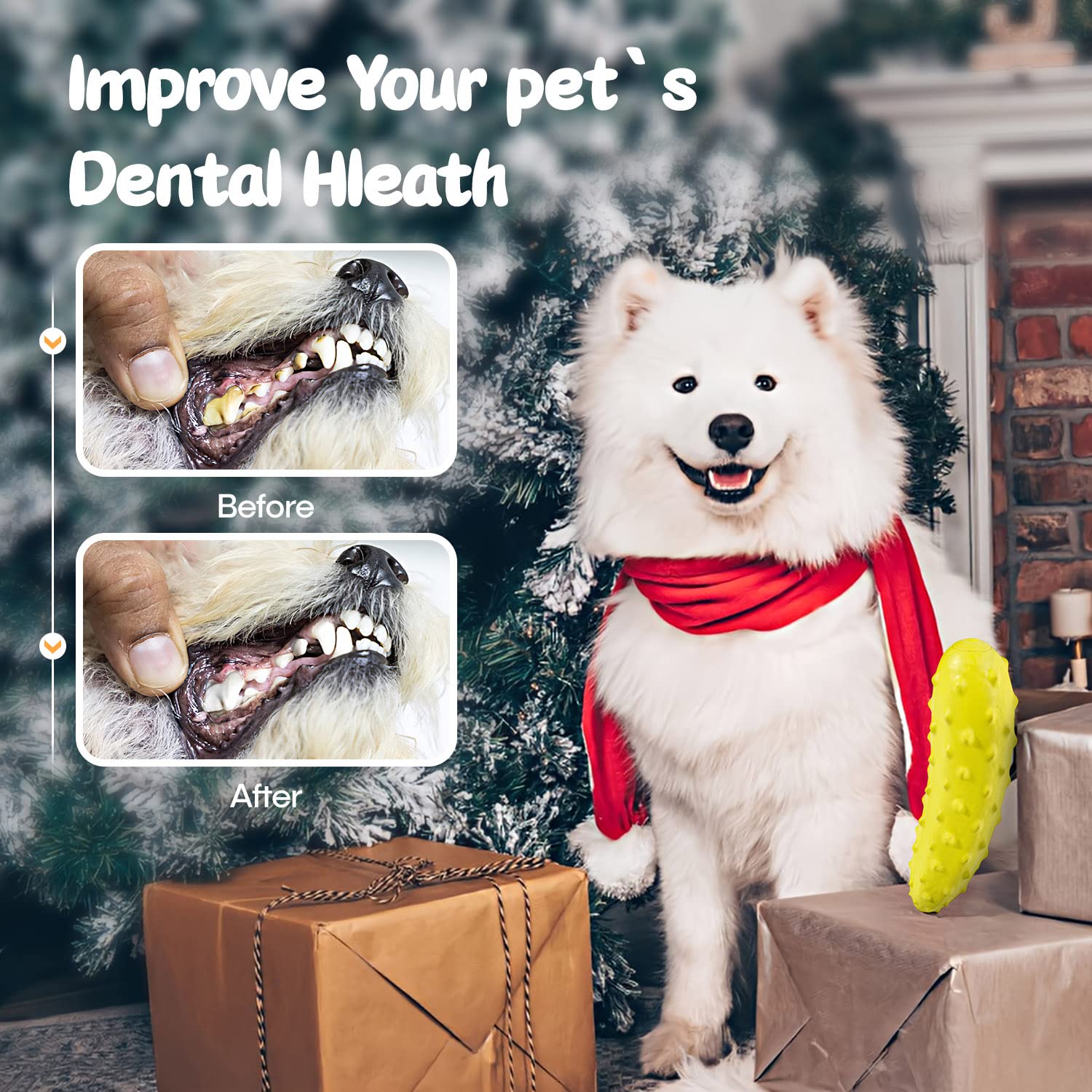 Sedioso Dog Toys For Aggressive Chewers, Though Rubber Dog Chew Toy, Dog Squeaky Toy For Small, Middle And Large Breed (Chew, Cucumber, Yellow)