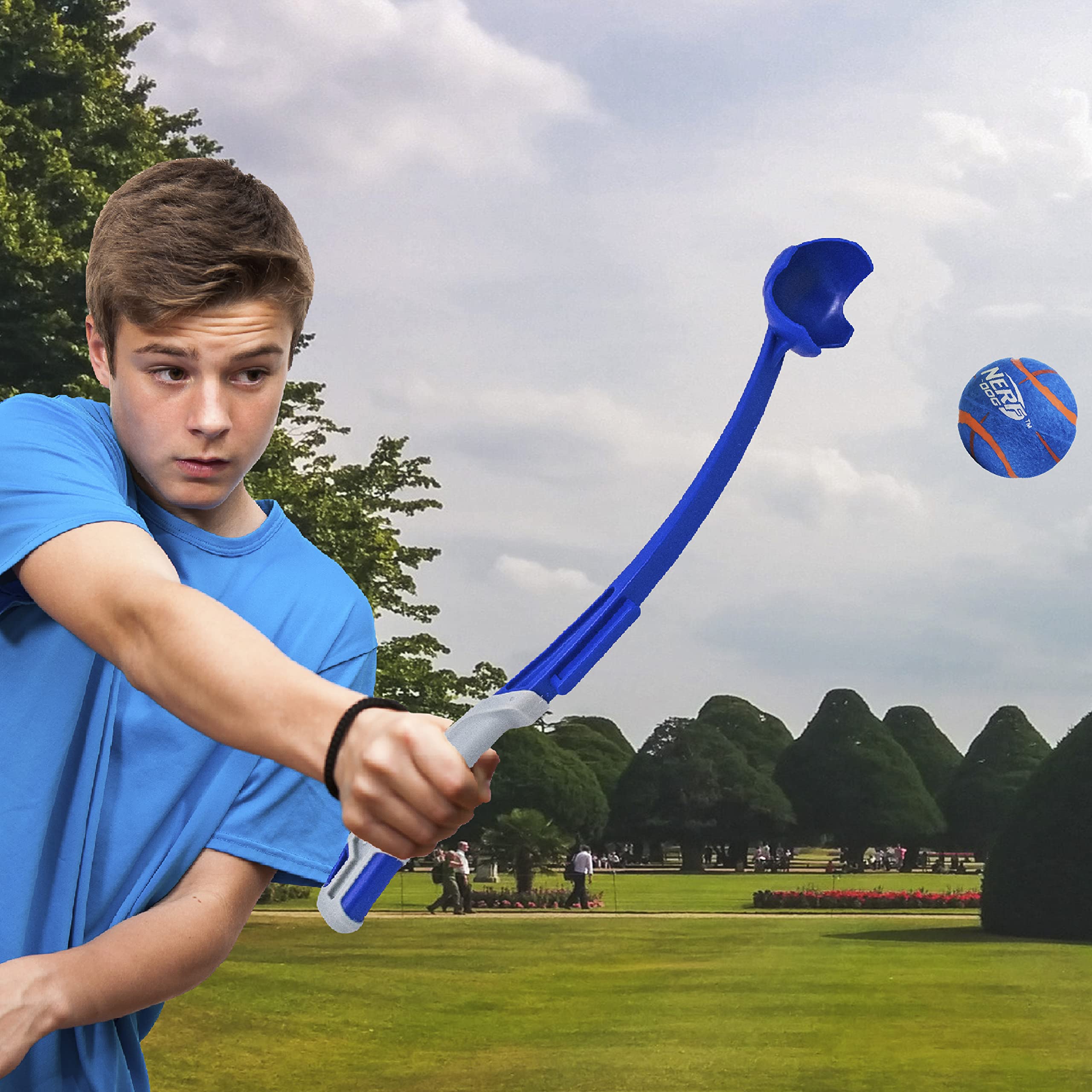 Nerf Dog 25In Translucent Air Strike Thrower, Dog Toy Gift Set With Five 2.5In Balls, Lightweight, Durable And Water Resistant, For Small/Medium/Large Breeds