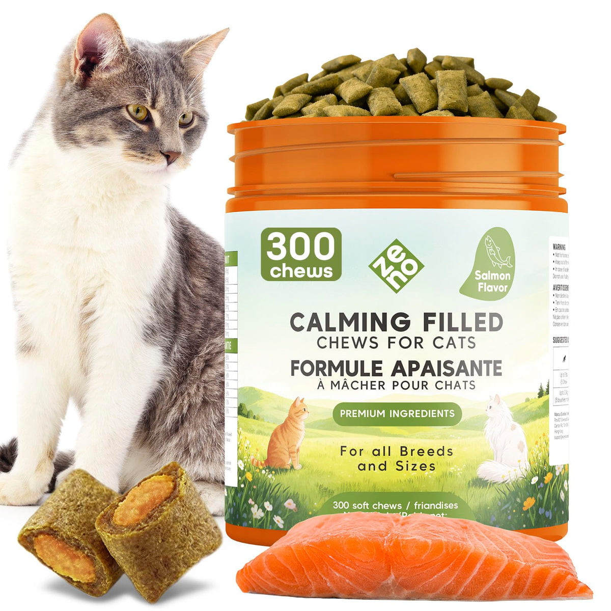 ZENO Hemp Calming Chews for Cats Anxiety 300 pcs - Feline Anxiety ...