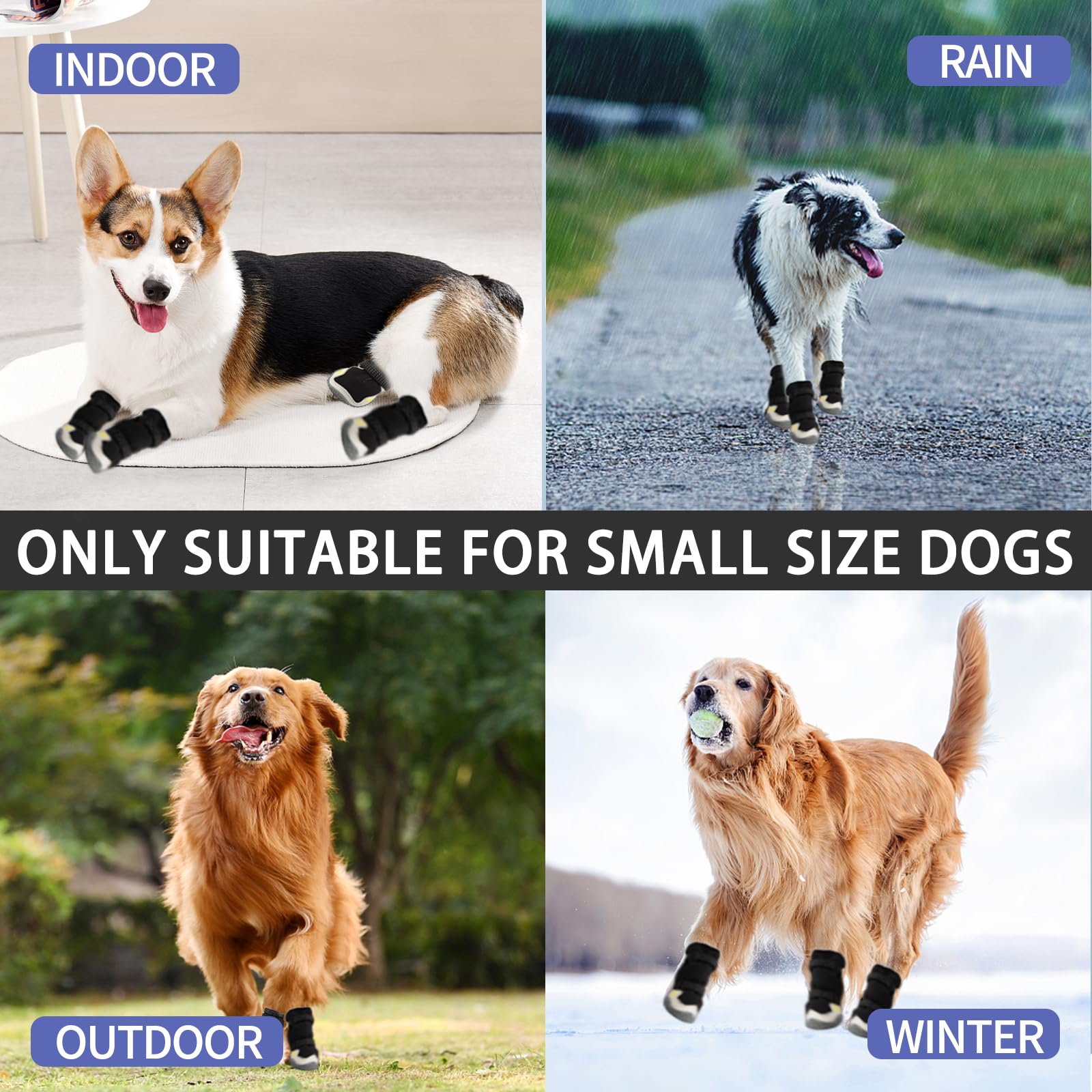 Moob Dog Shoes For Large Dogs, Dog Boots & Paw Protectors, Dog Shoes For Large Dogs, 4Pcs Medium Dog Booties With Rugged Anti-Sl