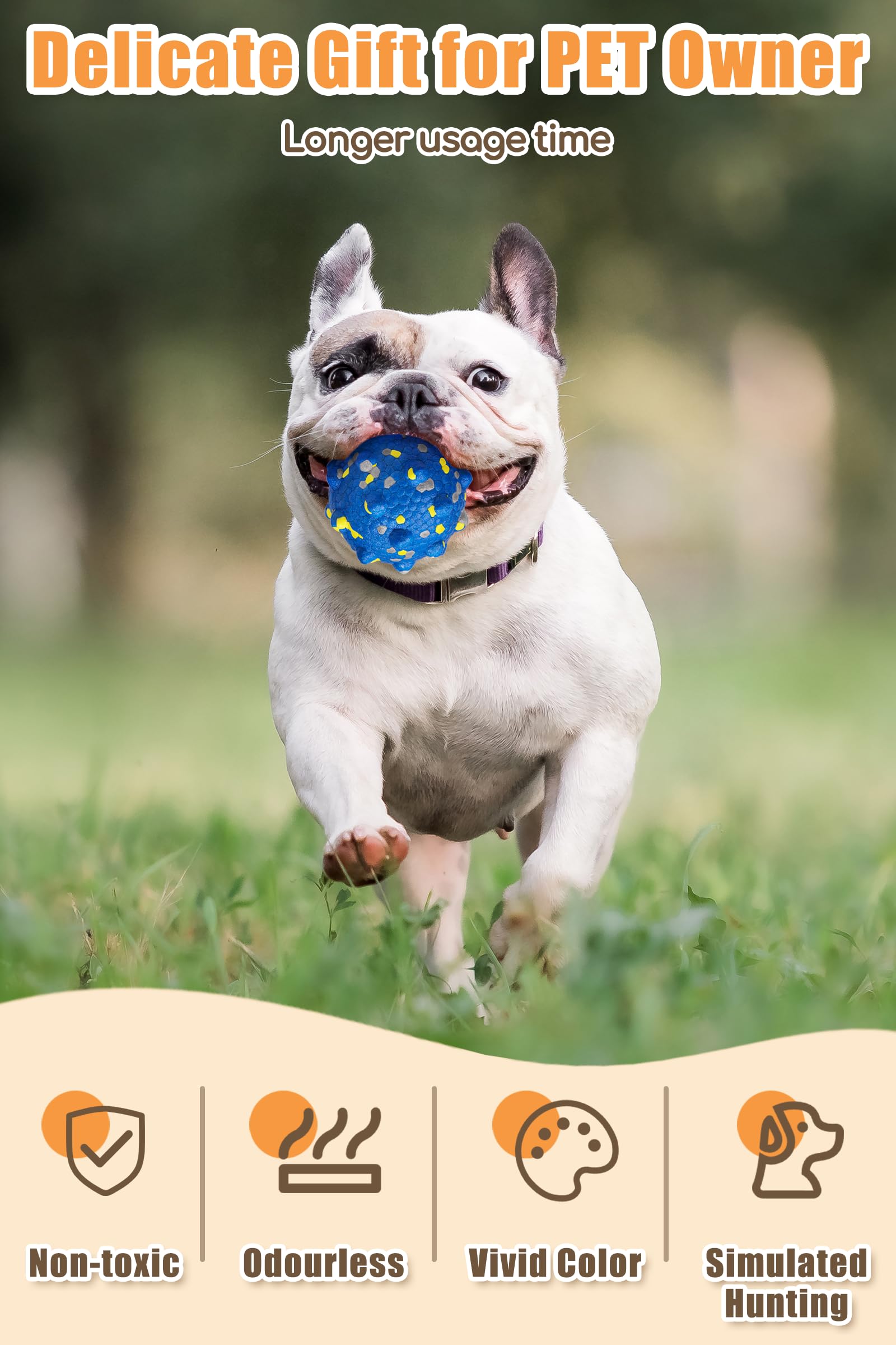 Moonorange Dog Tennis Balls For Aggressive Chewers, Indestructible Durable Bouncy Interactive Toy For Dogs Fetch Game Lightweigh