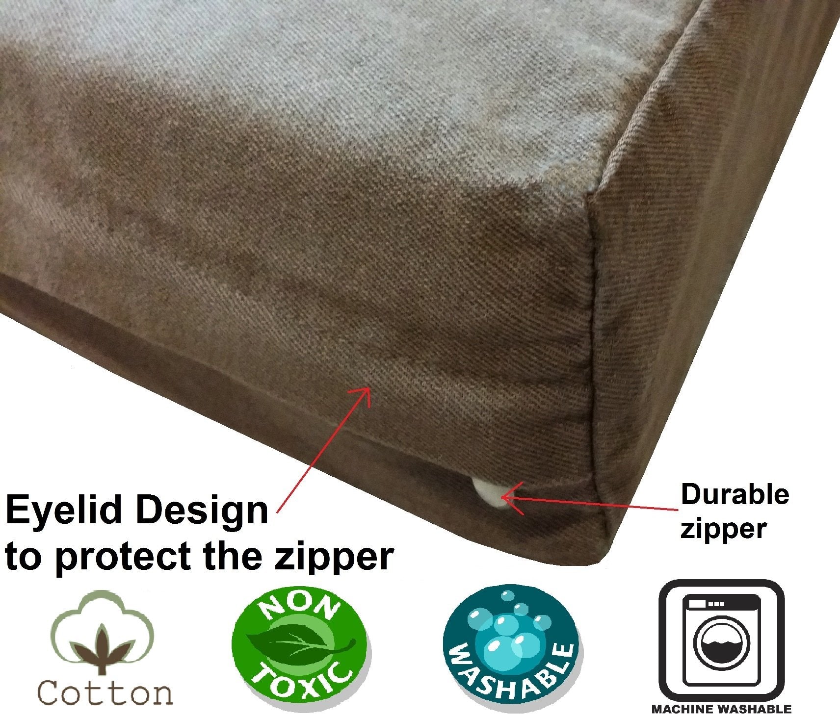 Dogbed4less Extra Large Denim Dog Bed Cover - 40"x35"x4", Chocolate Brown, Memory Foam, Model 40X35X4
