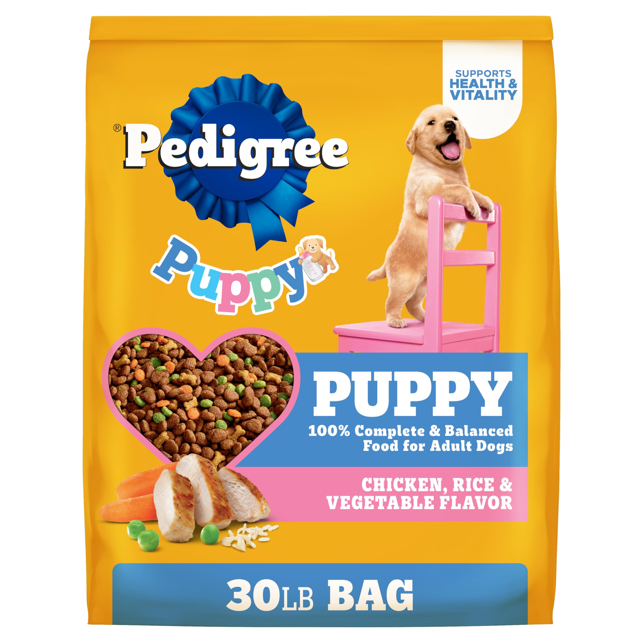 Pedigree Puppy Dry Puppy Food, Chicken, Rice, and Vegetable Flavor, 30 lb. Bag
