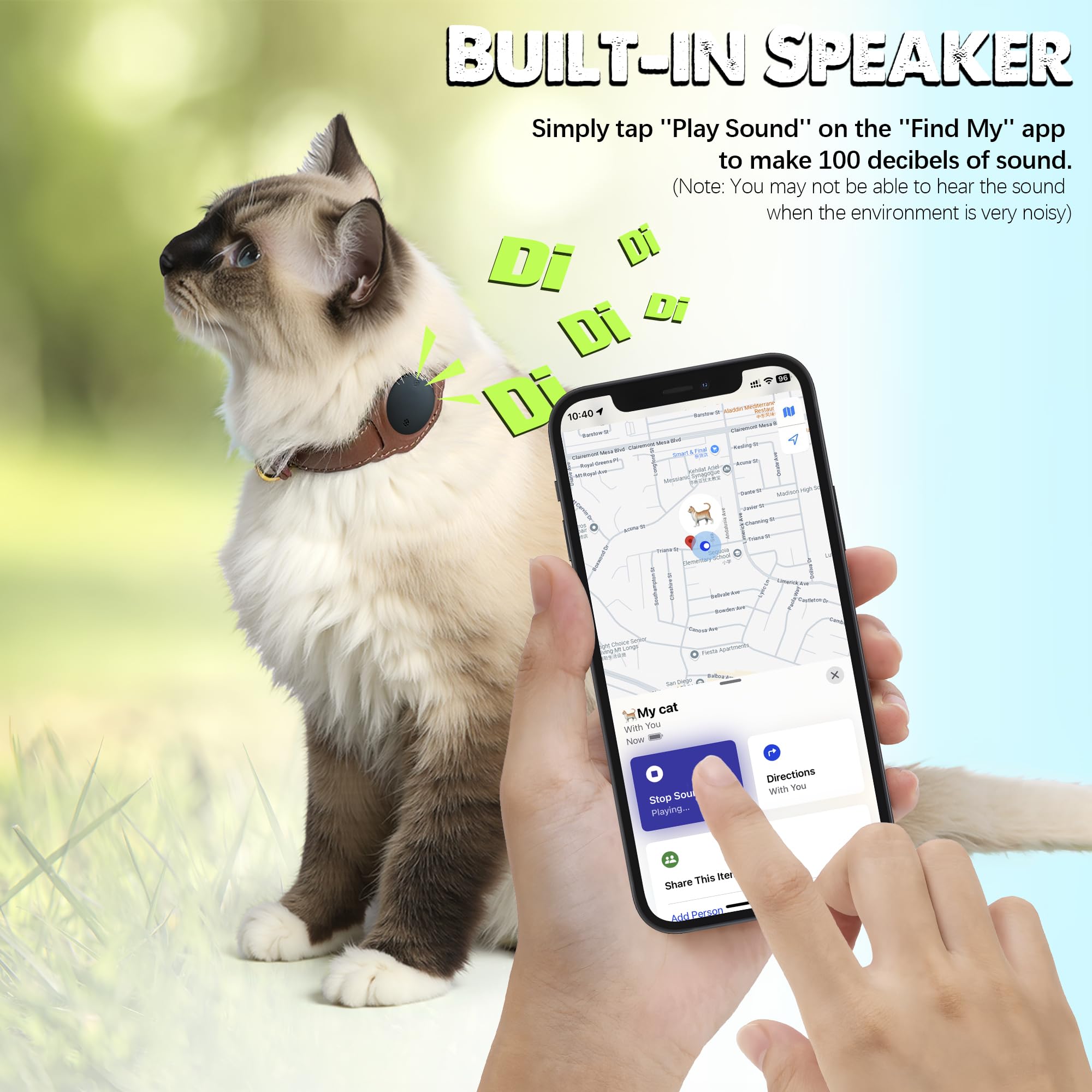 Cat Tracker, Gps Pet Tracker For Cats (Only Ios), Leather Cat Collar With Tracker, Works With Any Collar, No Monthly Fee, Compat