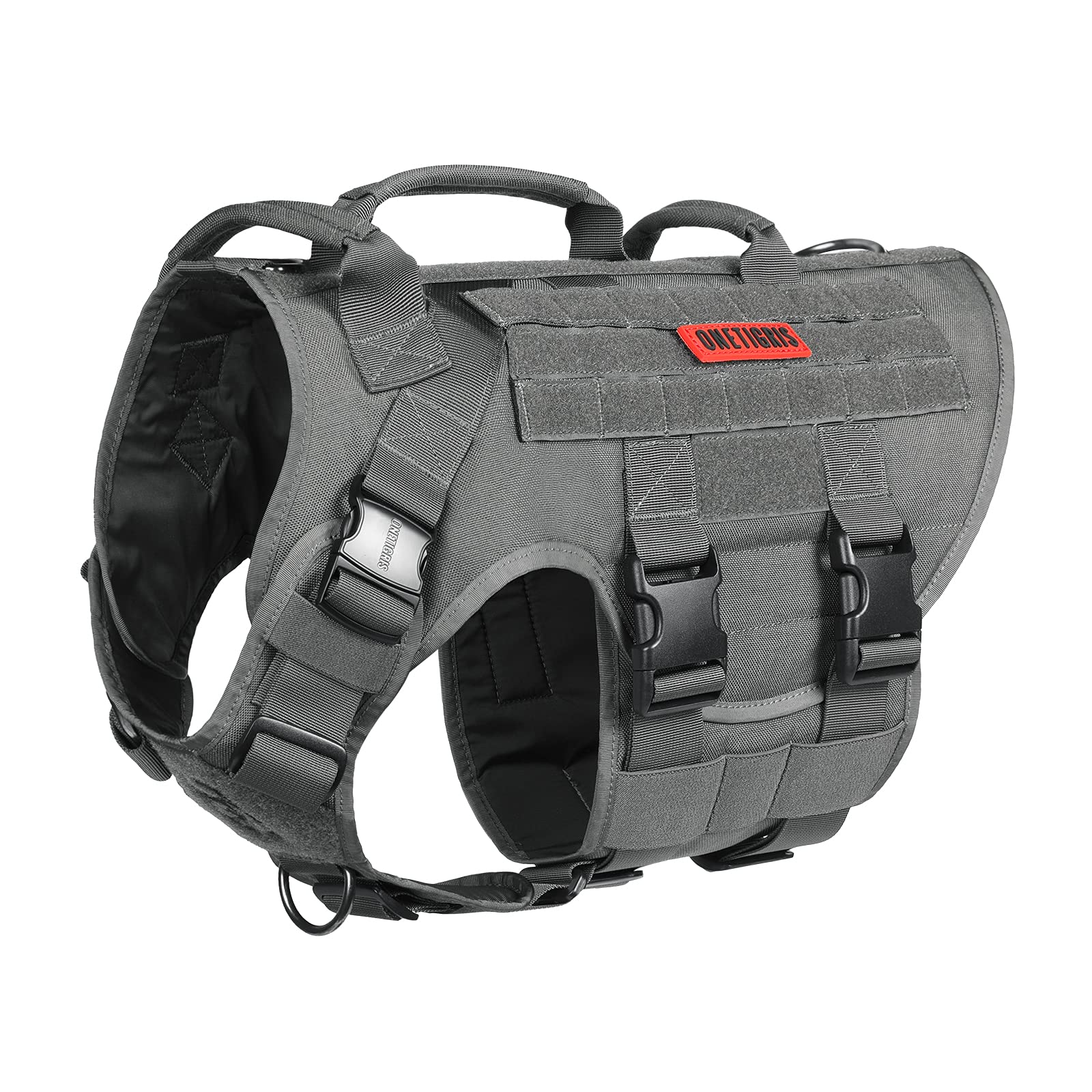 OneTigris Large Tactical Dog Harness, No Pulling Adjustable Dog Vest Harness, Heavy Duty X Destroyer Dog Harness with Handle, La