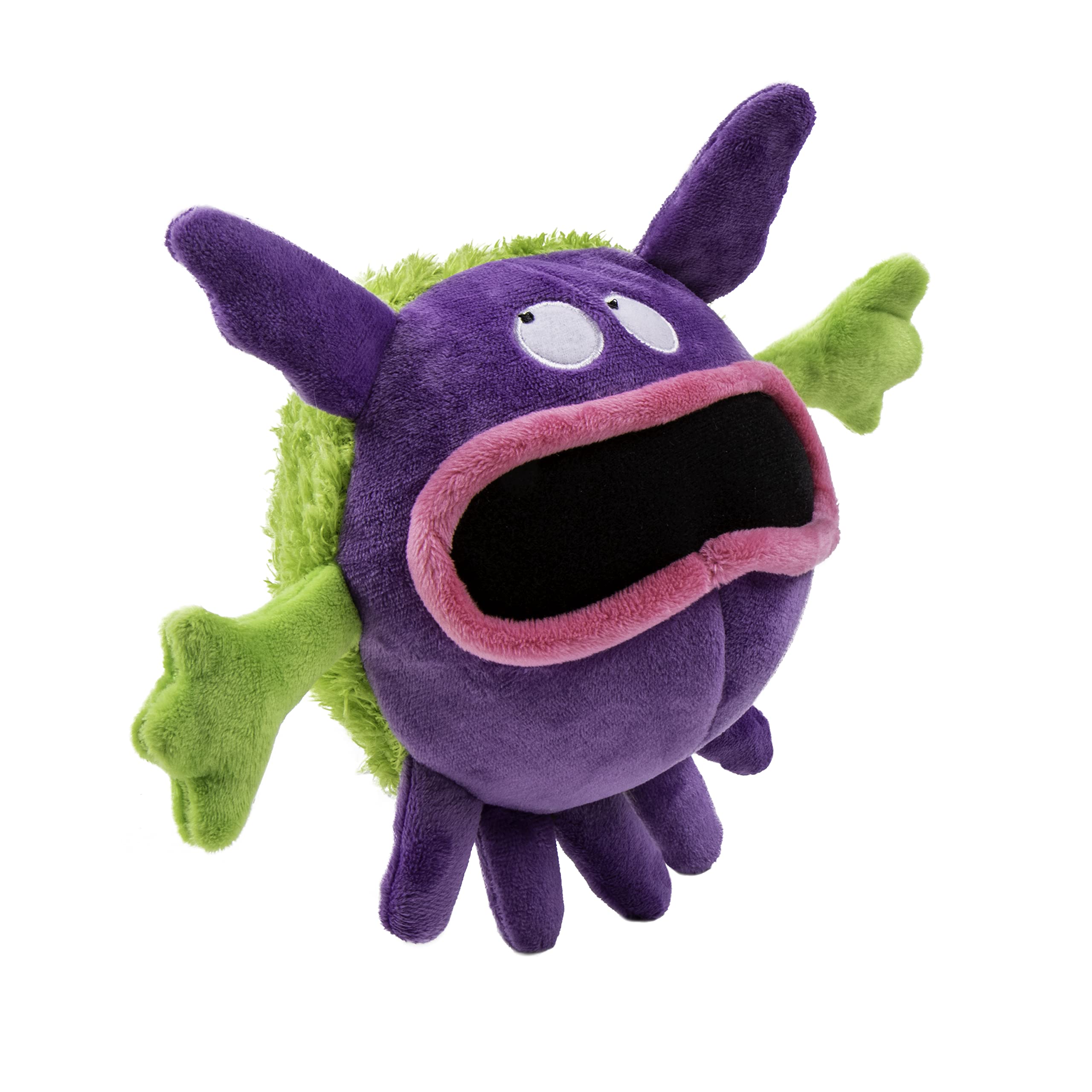 goDog PlayClean Germs Squeaky Plush Dog Toy with Odor-Eliminating Essential Oils, Chew Guard Technology - Purple, Small