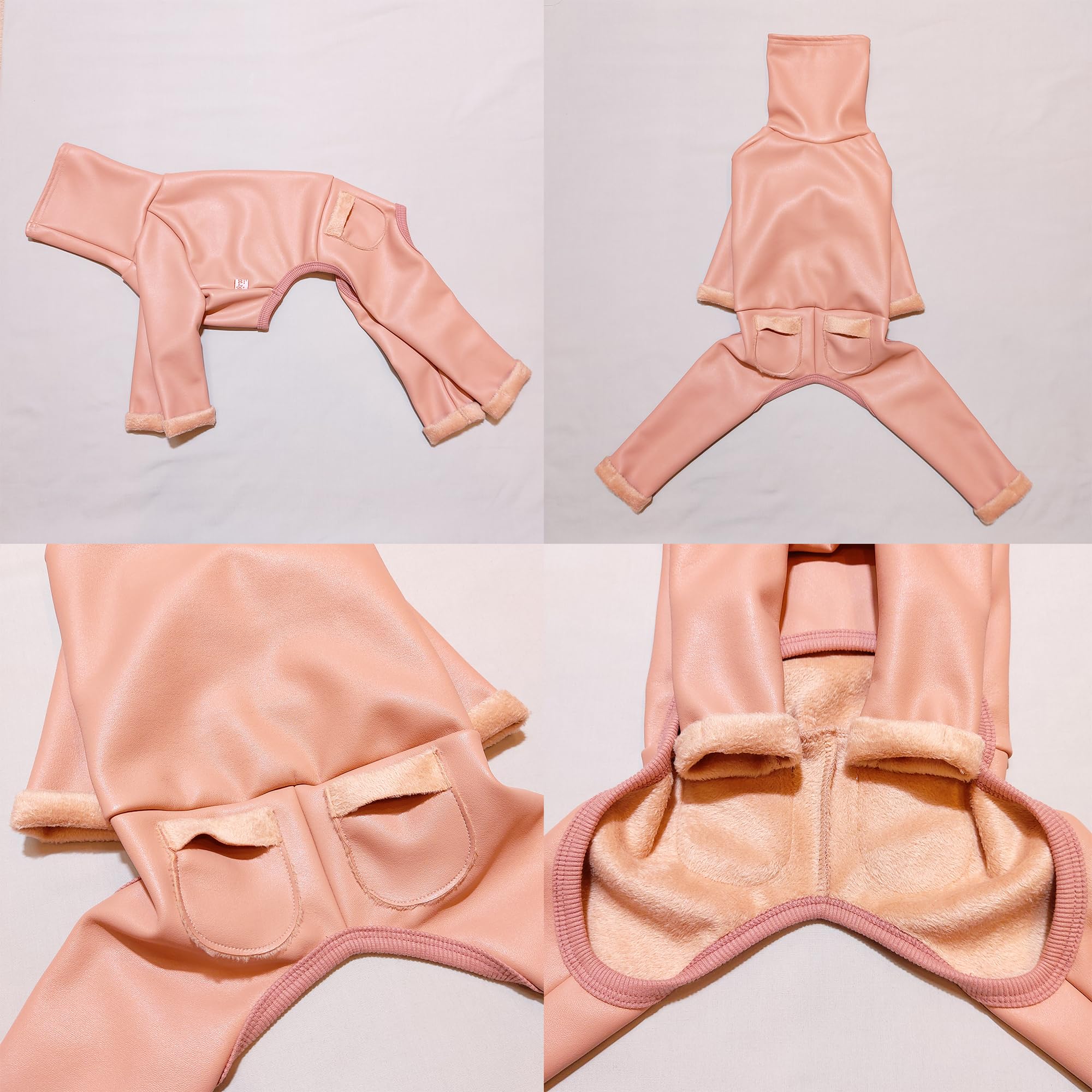 D Doggy Star Italian Greyhound Coat Stretchable Aartificial Leather Fleece Lining Clothes Whippet For Dog (3Xl,Leather Pink)