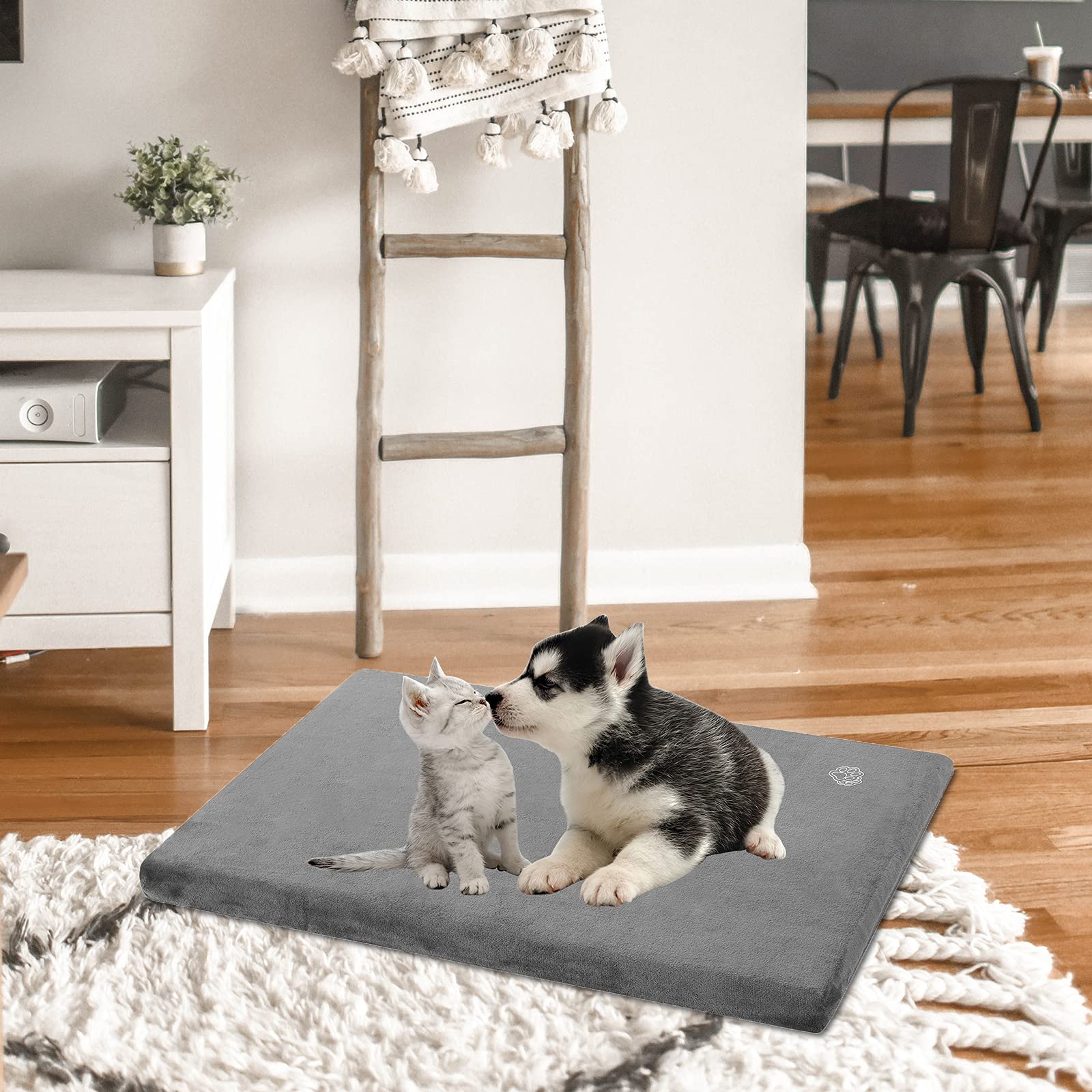 EMPSIGN Dog Bed Mat - Reversible Waterproof Crate Pad, Firm Support for Small to XXL Dogs, 23"L x 16"W x 3"Th, Grey, Model JP-E120