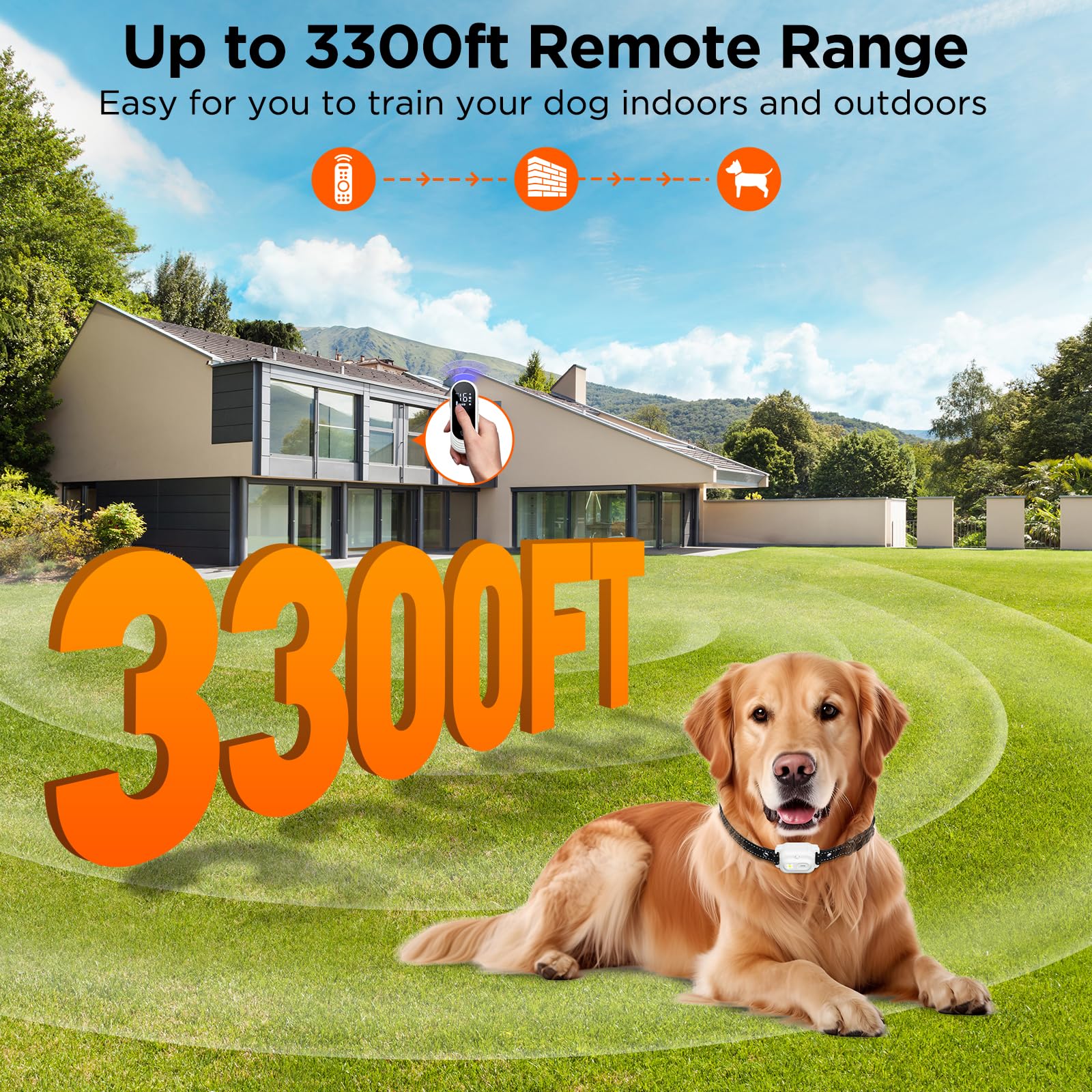 Dog Shock Collar, 3300Ft Dog Training Collar With Remote, Ipx7 Waterproof Rechargeable Sleek Modern Shock Collar For Small, Medi