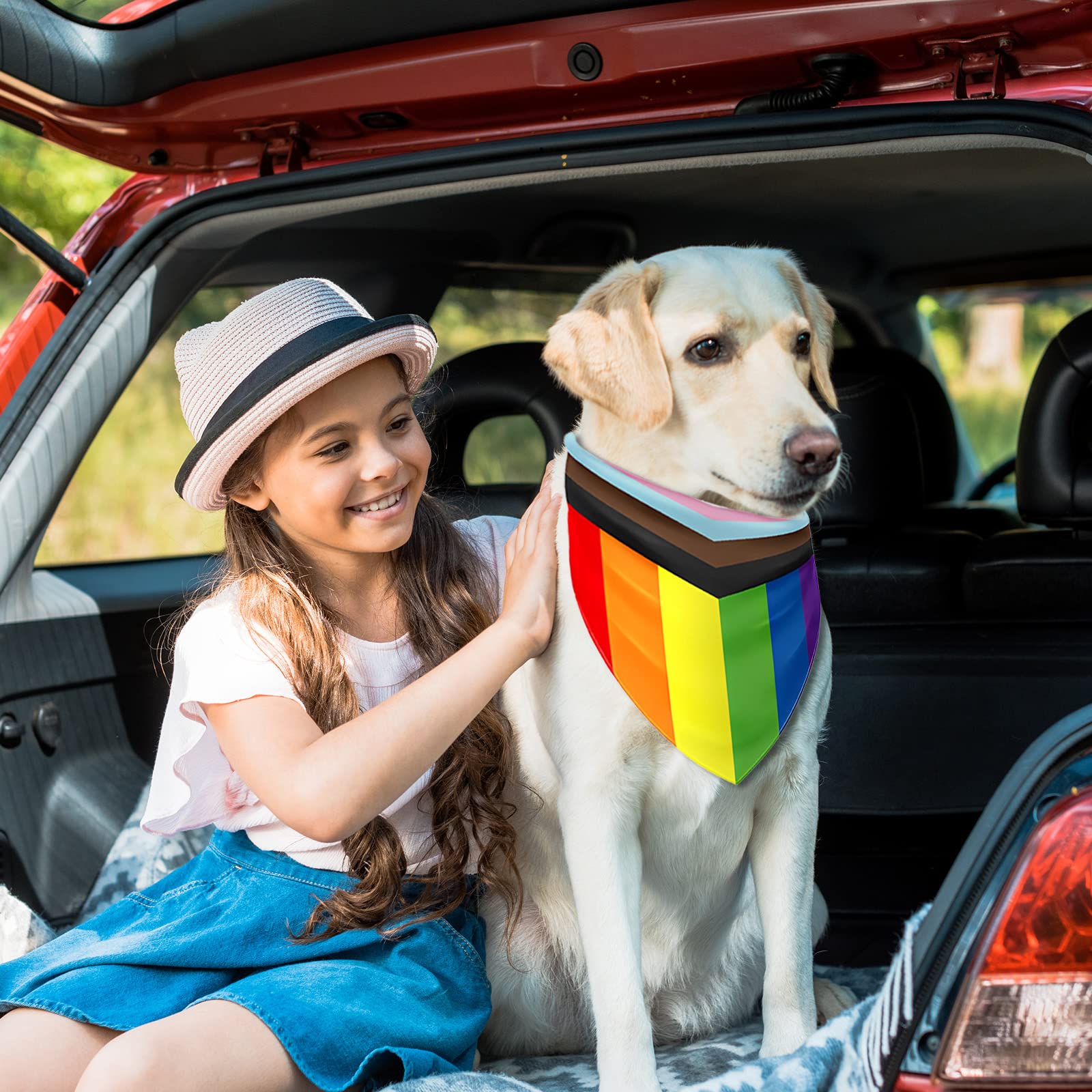 Whaline 2 Pack Rainbow Dog Bandanas Triangle Bibs Pride Flag Adjustable Pet Kerchief Scarf Washable Neckerchief For Gay Pride Da