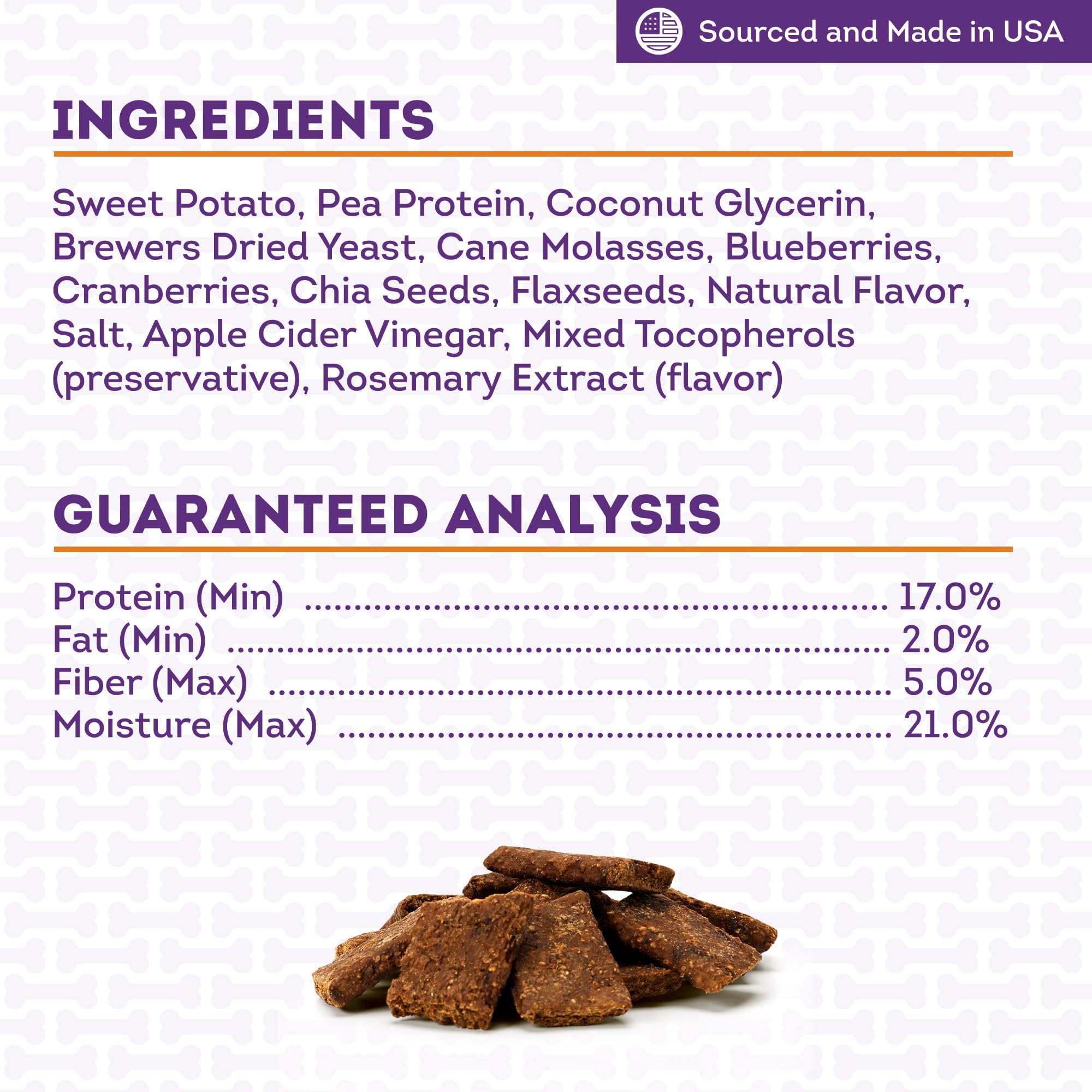 Treatly PlantWise Sweet Potato & Berries Vegan Bars Dog Treats - Plant Based Dog Snacks - 5oz/1 Pack