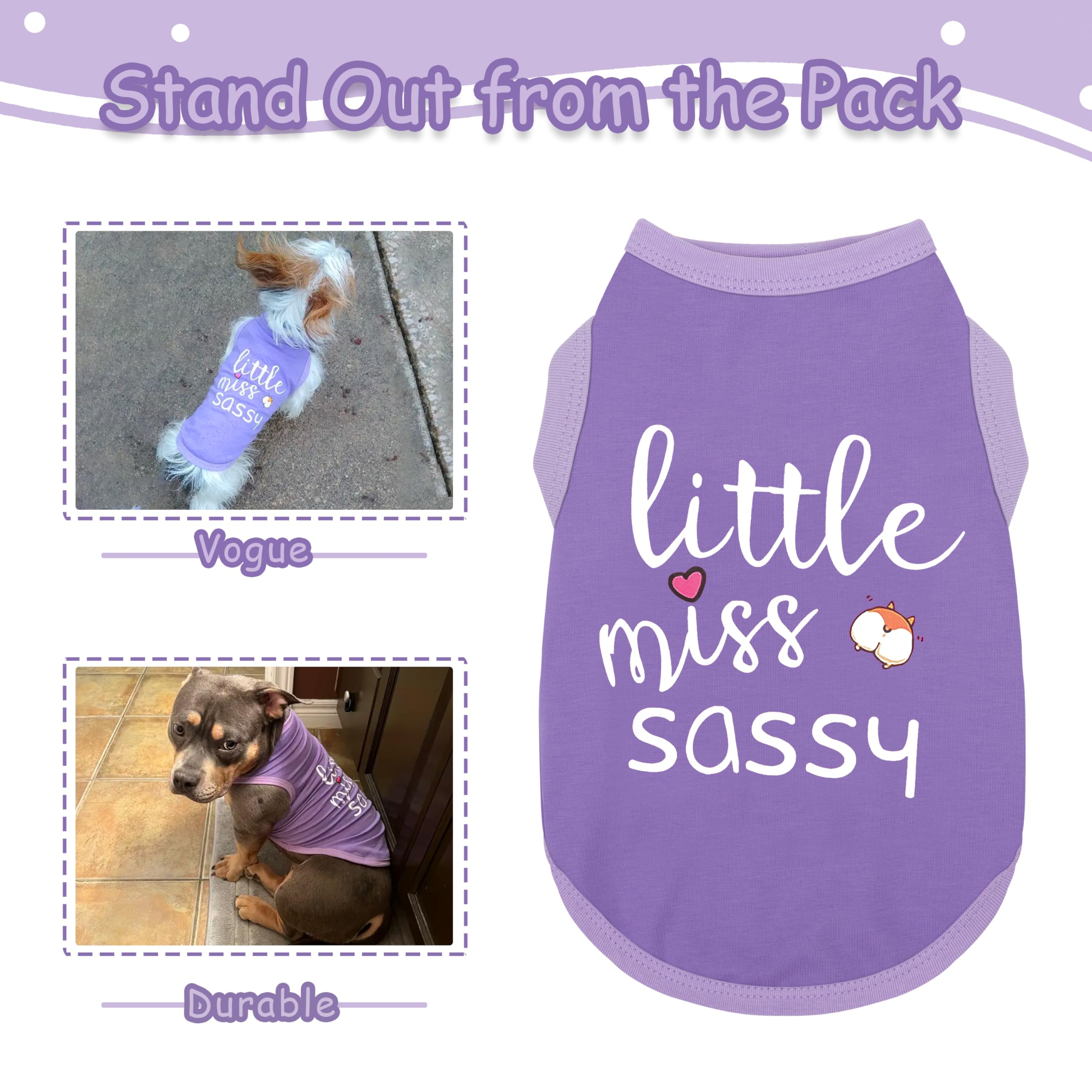 Paiaite Dog Clothes Fashionable Sleeveless Pet Vest: 'Little Miss Sassy' Printed Cotton Dog Shirt, Ideal For Small, Medium, And