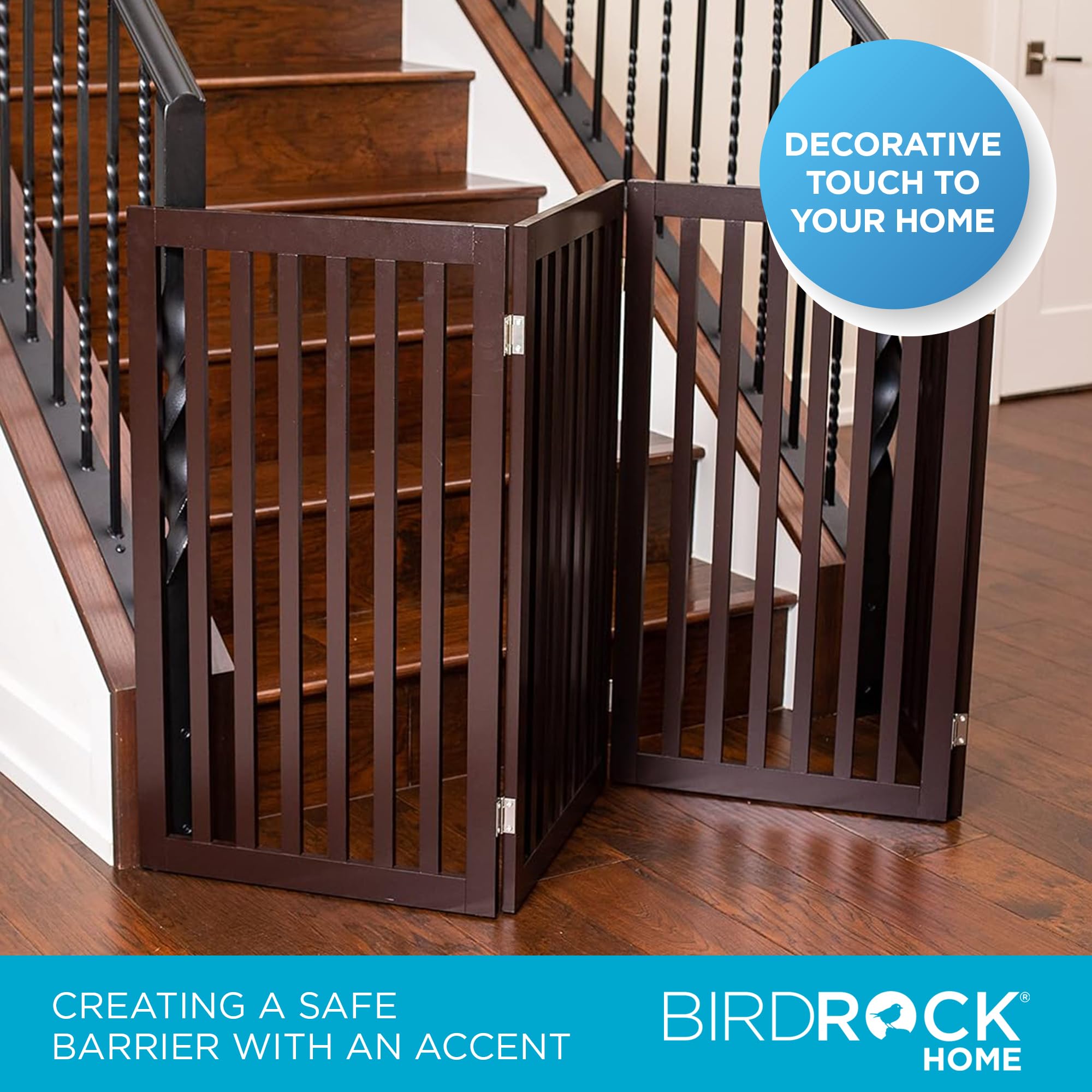Internet'S Best Dog Gate Indoor Freestanding Pet Barrier, Folding Wood Dog Fence, Extra Wide Doorway Puppy Gate, Indoor Animal Privacy Panel, Wooden Cat Fence - 4 Panel - 36', Espresso
