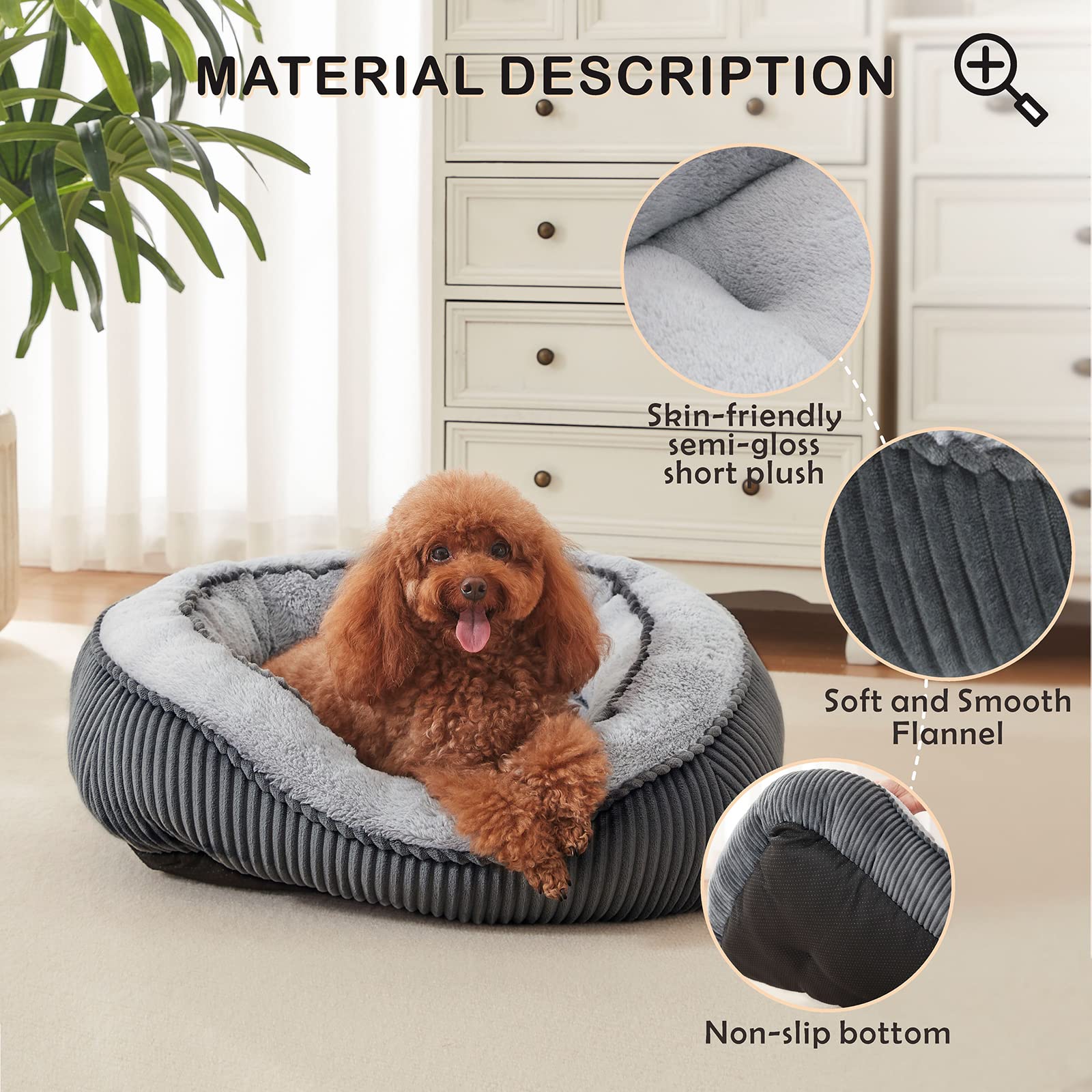 Siwa Mary Dog Beds For Small Medium Large Dogs & Cats. Washable Pet Bed, Orthopedic Dog Sofa Bed, Luxury Wide Side Fancy Design,
