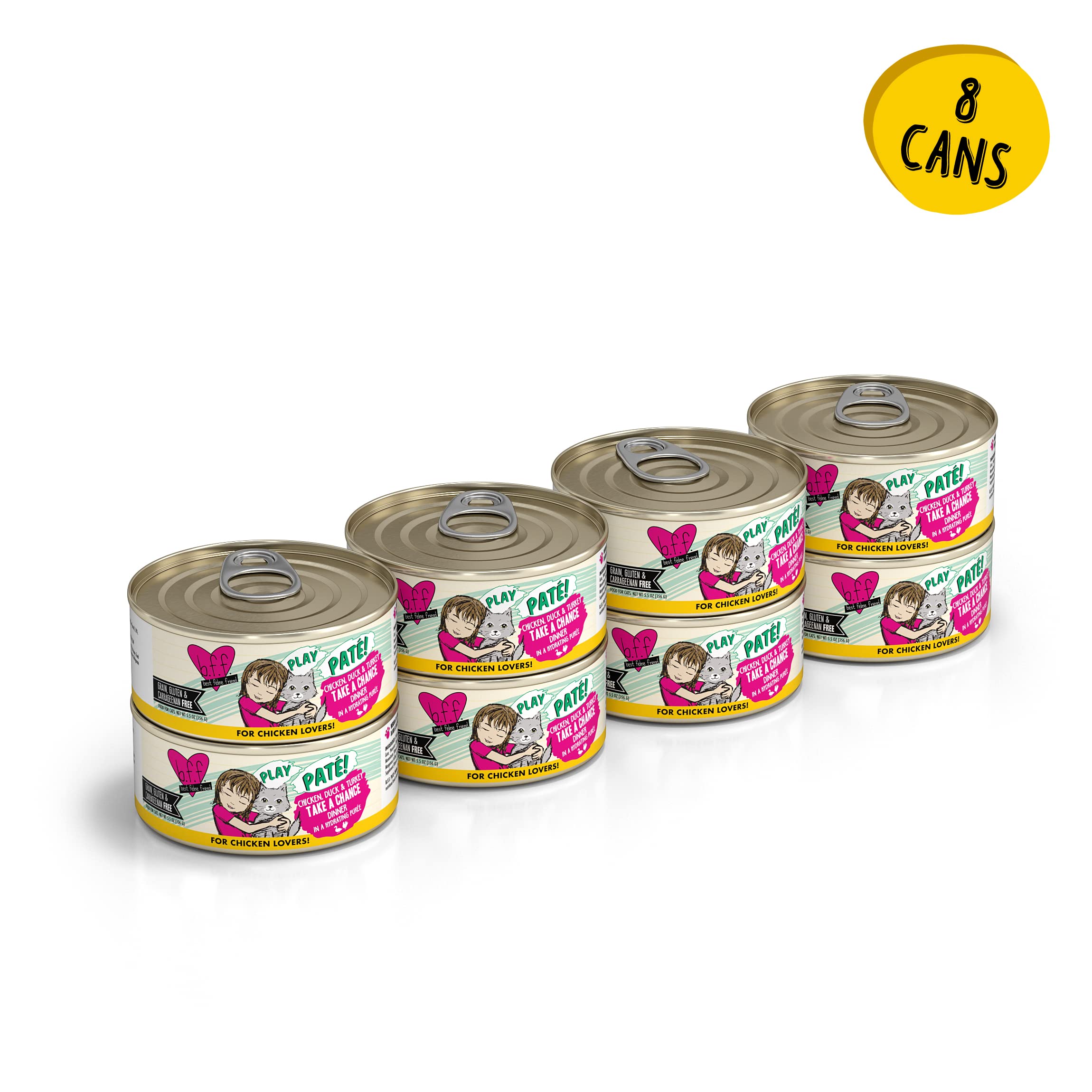 Weruva B.F.F. PLAY - Best Feline Friend Pat   Lovers, Aw Yeah!, Chicken, Duck & Turkey Take a Chance with Chicken, Duck & Turkey