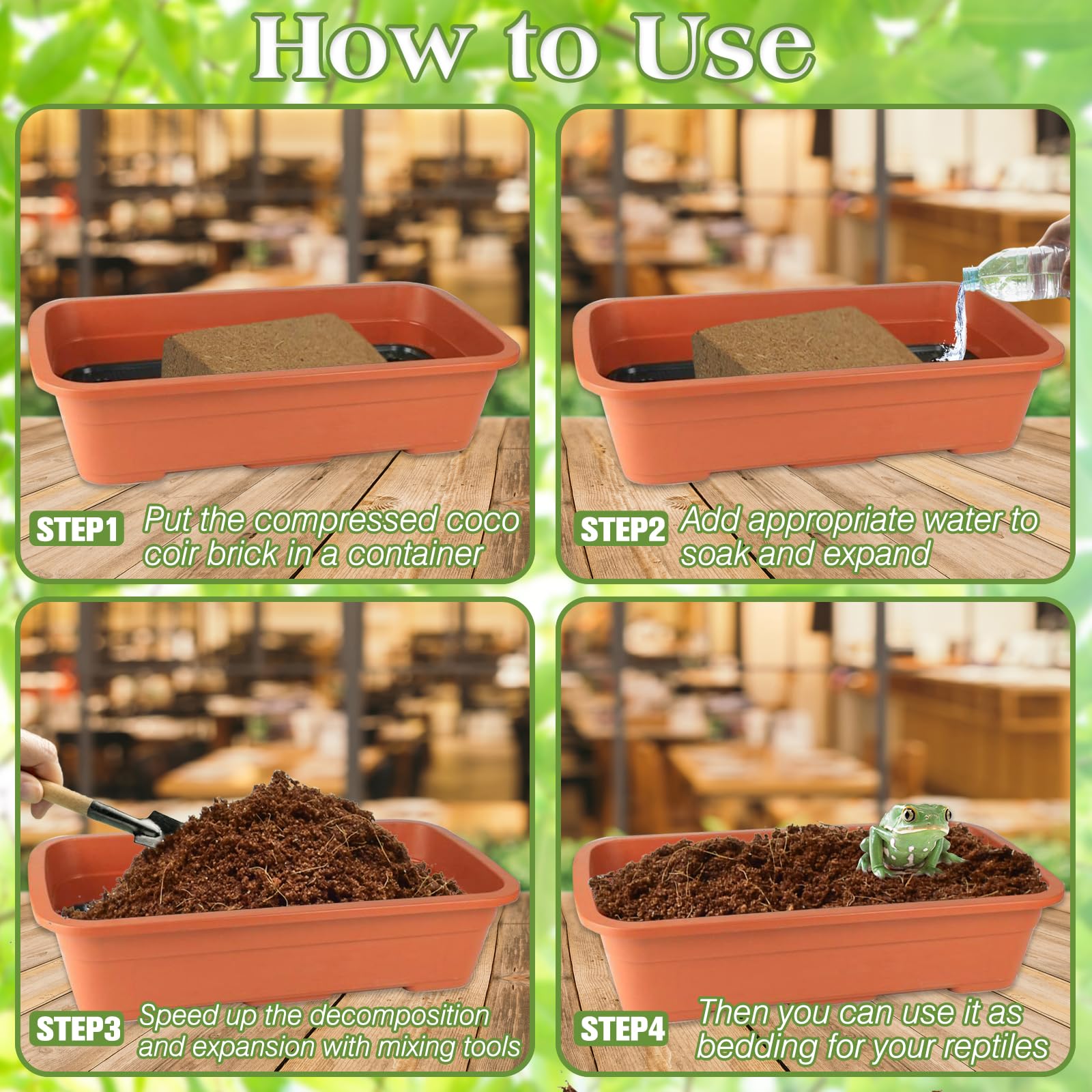 Zeedix 10Lb Compressed Coconut Fiber Substrate, 100% Organic Coco Coir Fiber Brick Husk Substrate Bedding For Reptiles, Geckos,