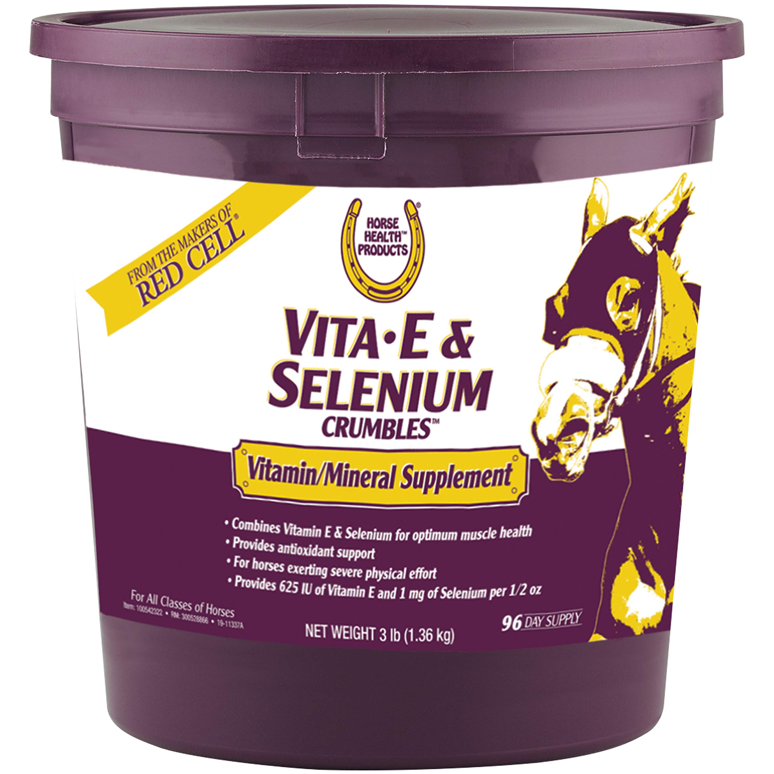 Farnam Horse Health Vita E & Selenium Crumbles Horse Vitamin Supplement, Supports optimal muscle health & antioxidant support, 3