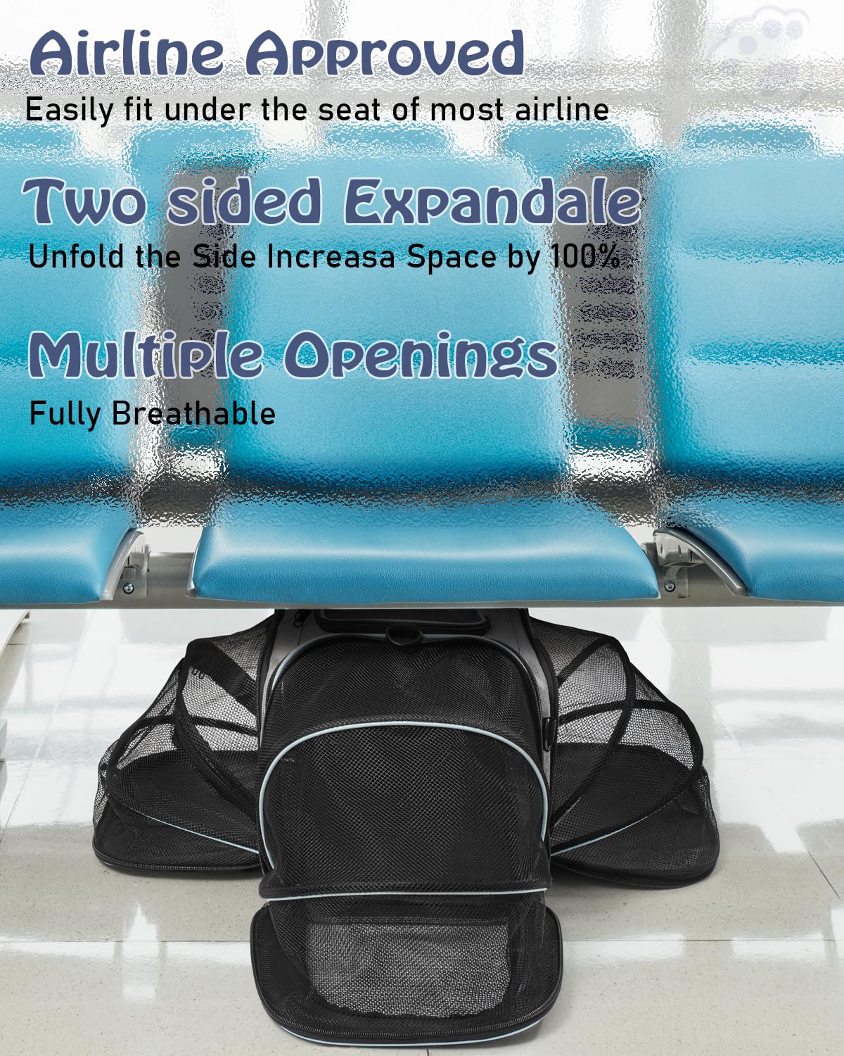 Siivton Cat Carrier,4 Sided Expandable Pet Carrier for Travel,Collapsible Soft-Sided Carriers with Removable Fleece Pad and Shou