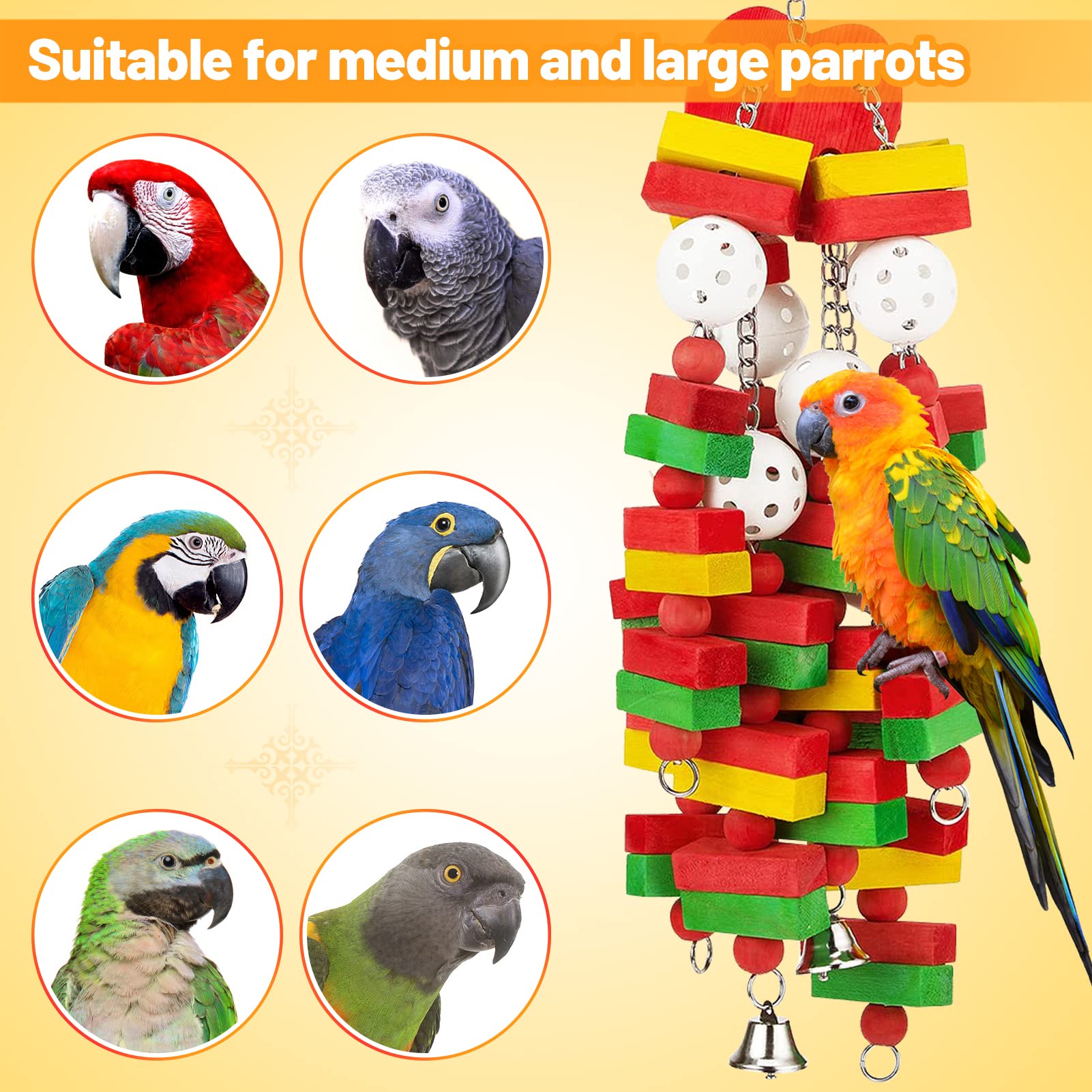 Mewtogo Large Bird Parrot Toys For Cockatoos African Grey Macaws And Amazon Parrots Christmas Bird Gift