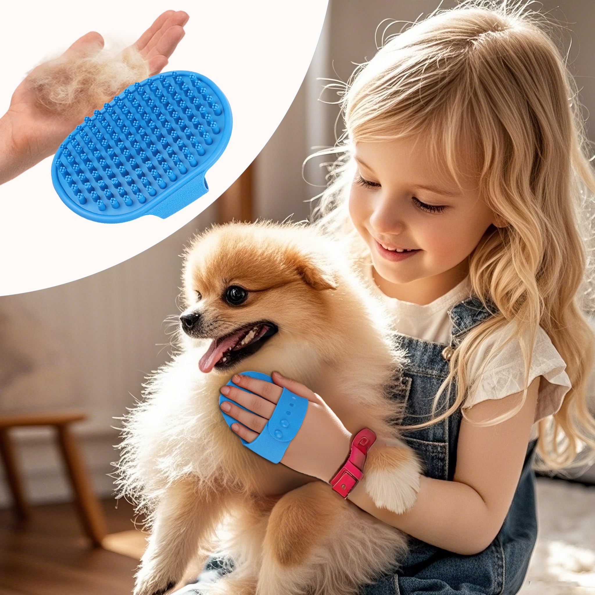 Nvnan Ultra-Soft Pet Grooming Brush With Adjustable Ring - Ideal For Dogs & Cats Of All Hair Types - Bath, Shower & Massage Tool