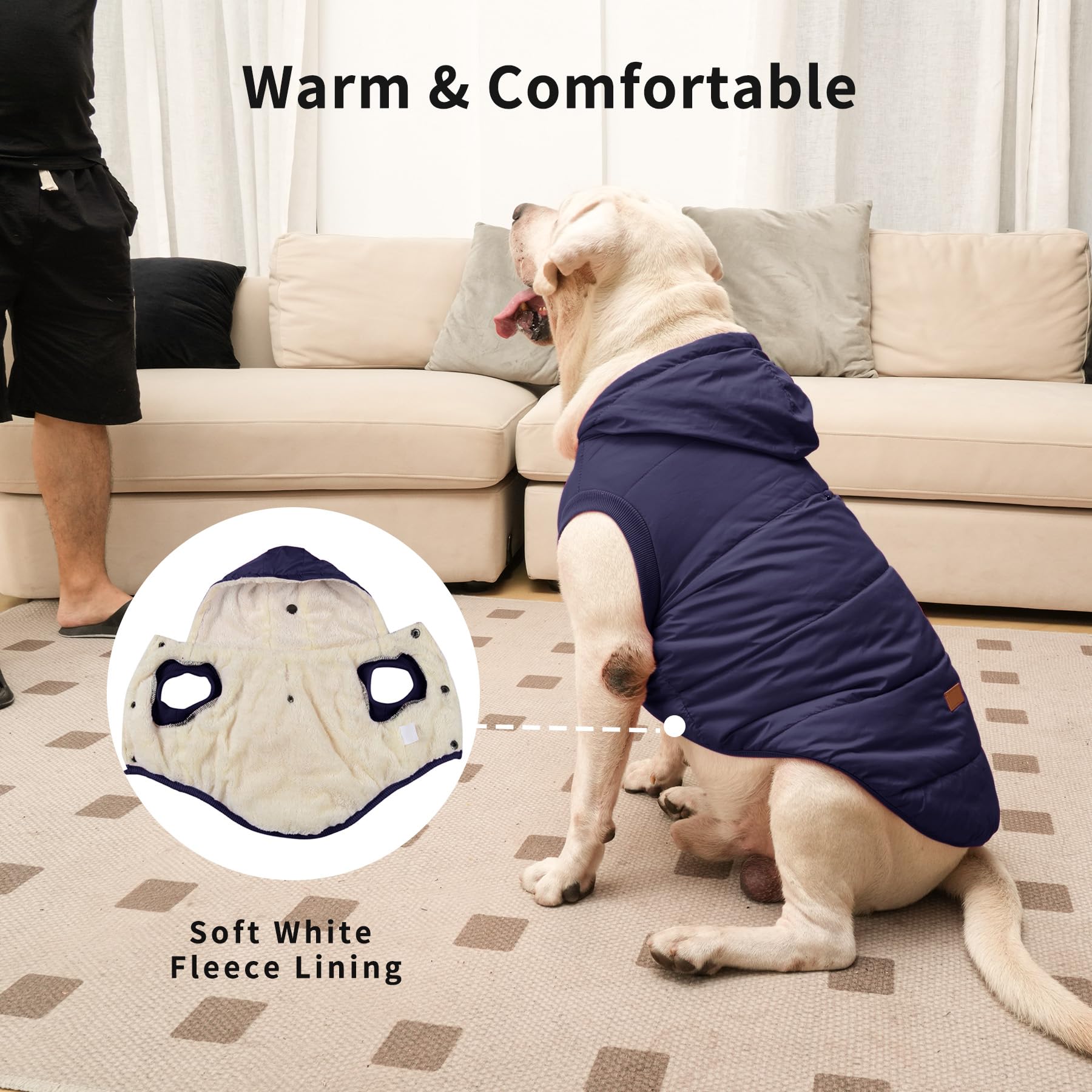 Vecomfy Fleece Lining Dog Hoodie With Harness Built In,Extra Warm Large Dog Jacket In Winter Doggie Coats With Hooded,Light Pink Xxxl