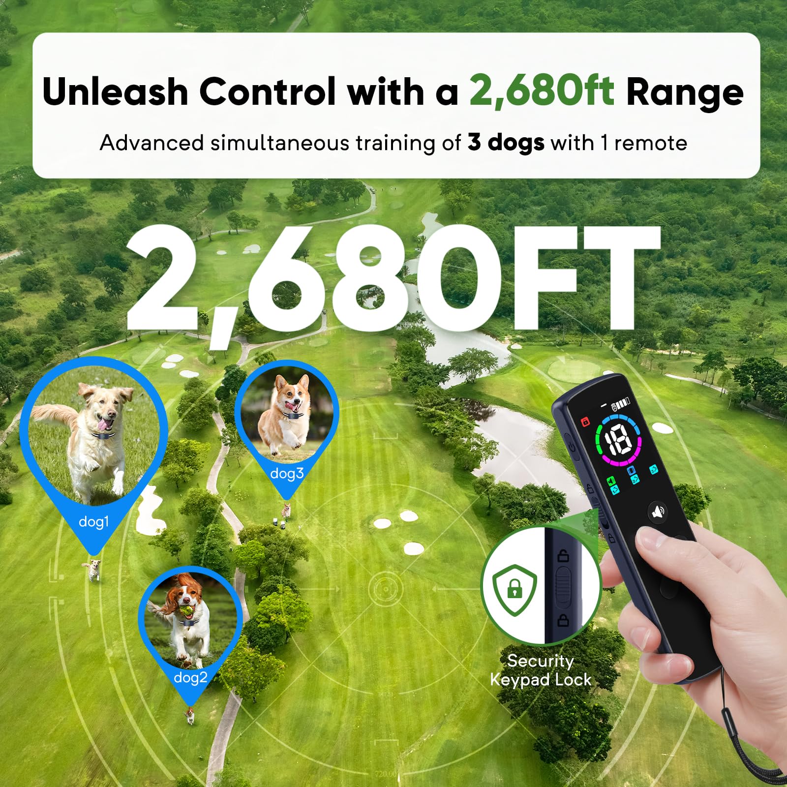 PFIXV Dog Training Collar with Remote Control 2680FT Beep and Vibration Dog Collars, 4 Training Modes E Dog Trainer Collar, Wate