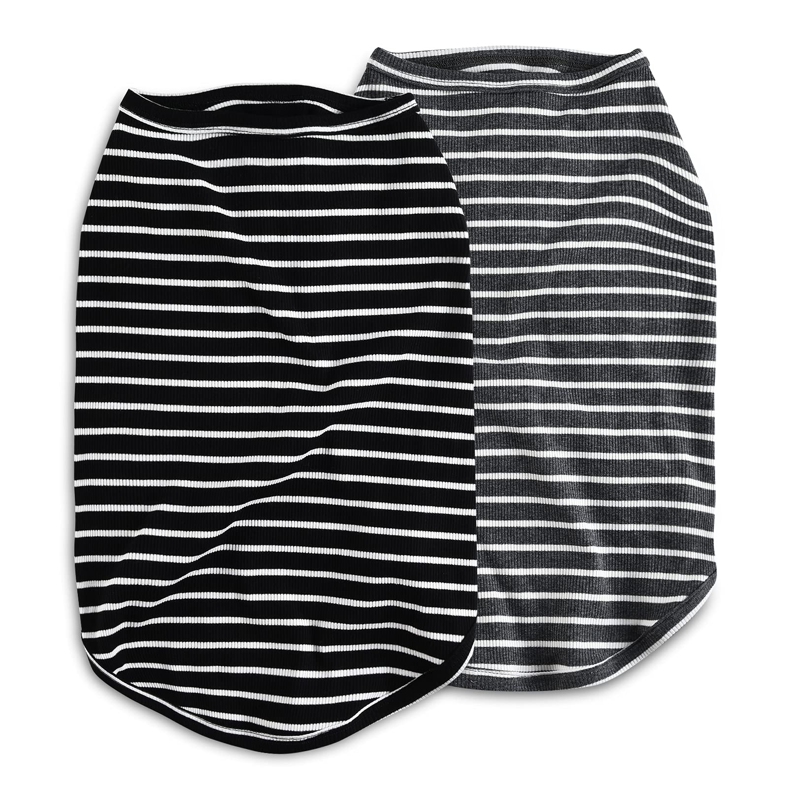 Koneseve Dog Shirt Vest Lightweight Stretchy Dog T-Shirts Soft Cool Sleeveless Stripe Vests Breathable Clothes For Puppy Kitty C