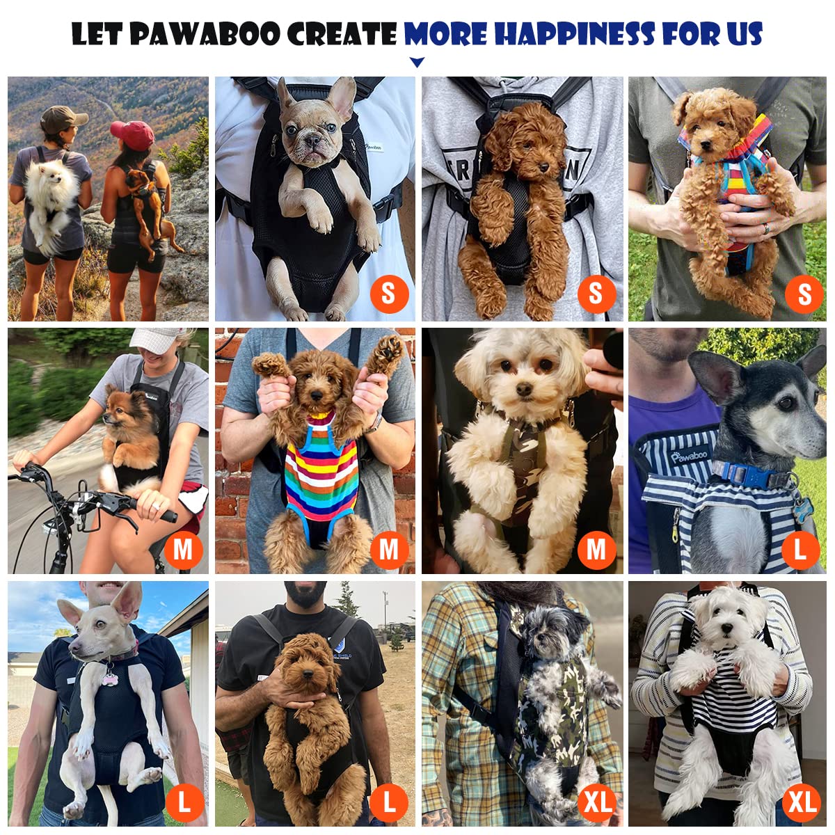 Pawaboo Pet Carrier Backpack, Adjustable Pet Front Dog Cat Carrier Backpack Travel Bag, Legs Out, Easy-Fit For Hiking Traveling Camping For Medium Small Cats Dogs Puppies, Large, Colorful Strips