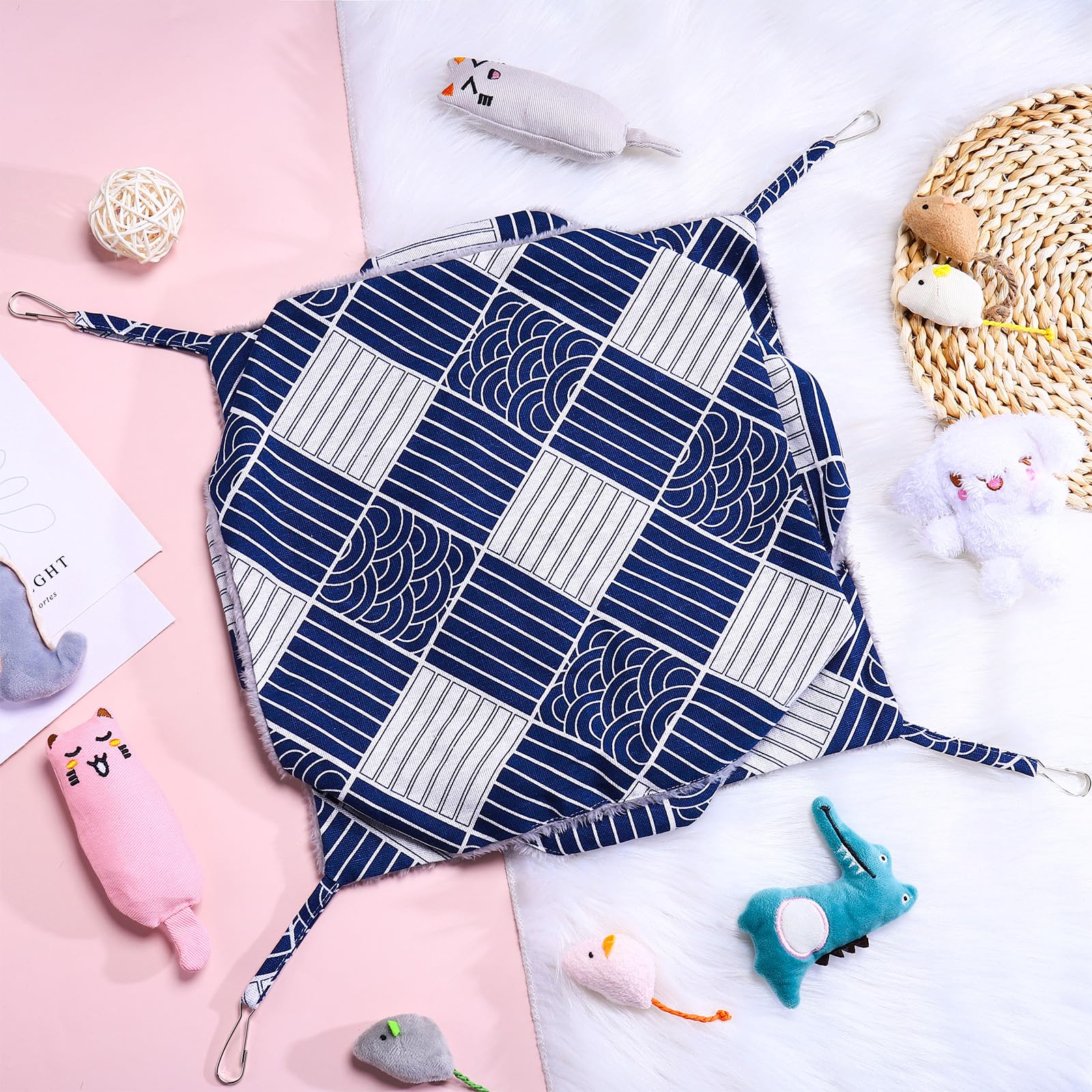 Xinrui 3 Tier Guinea Pig Cage Accessories,Ferret Rat Hammock, 13.7X13.7 Inches,Pet Cage Hanging Bunkbed Hammock For Small Animal