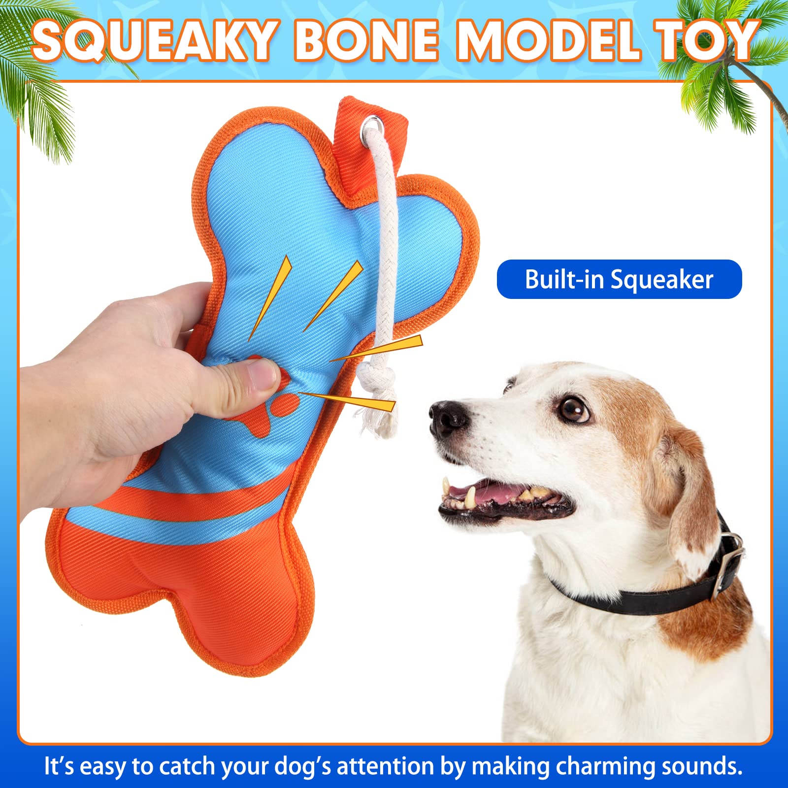 Bingpet Dog Pool Floating Toys 2 Pack - Durable Fetch Water Toys, Bone Shaped Squeaky Dog Toy With Rope For Dog Summer Pool Inte