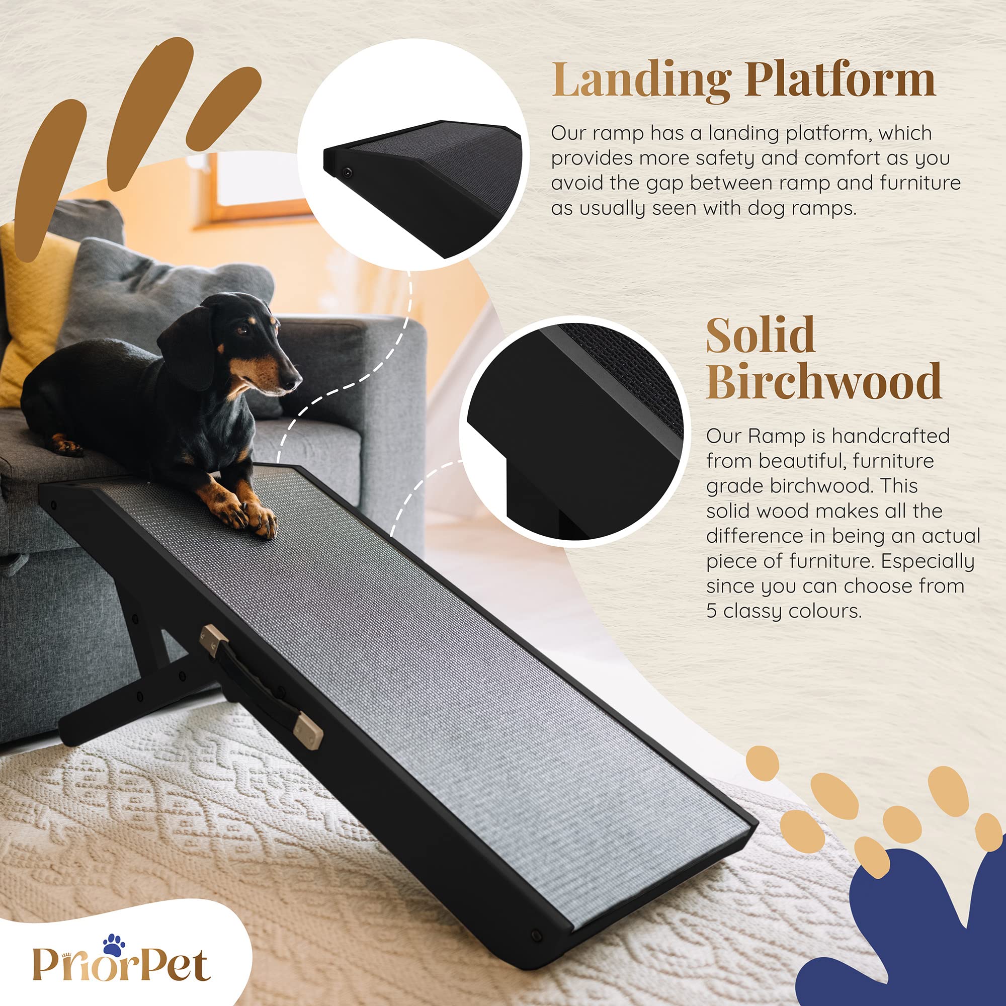 Dog ramp for Couch - Non-Slip, Sturdy Build Foldable Dog ramp - Supports up to 200lbs - Adjustable 7 to 20 - Landing Platfor