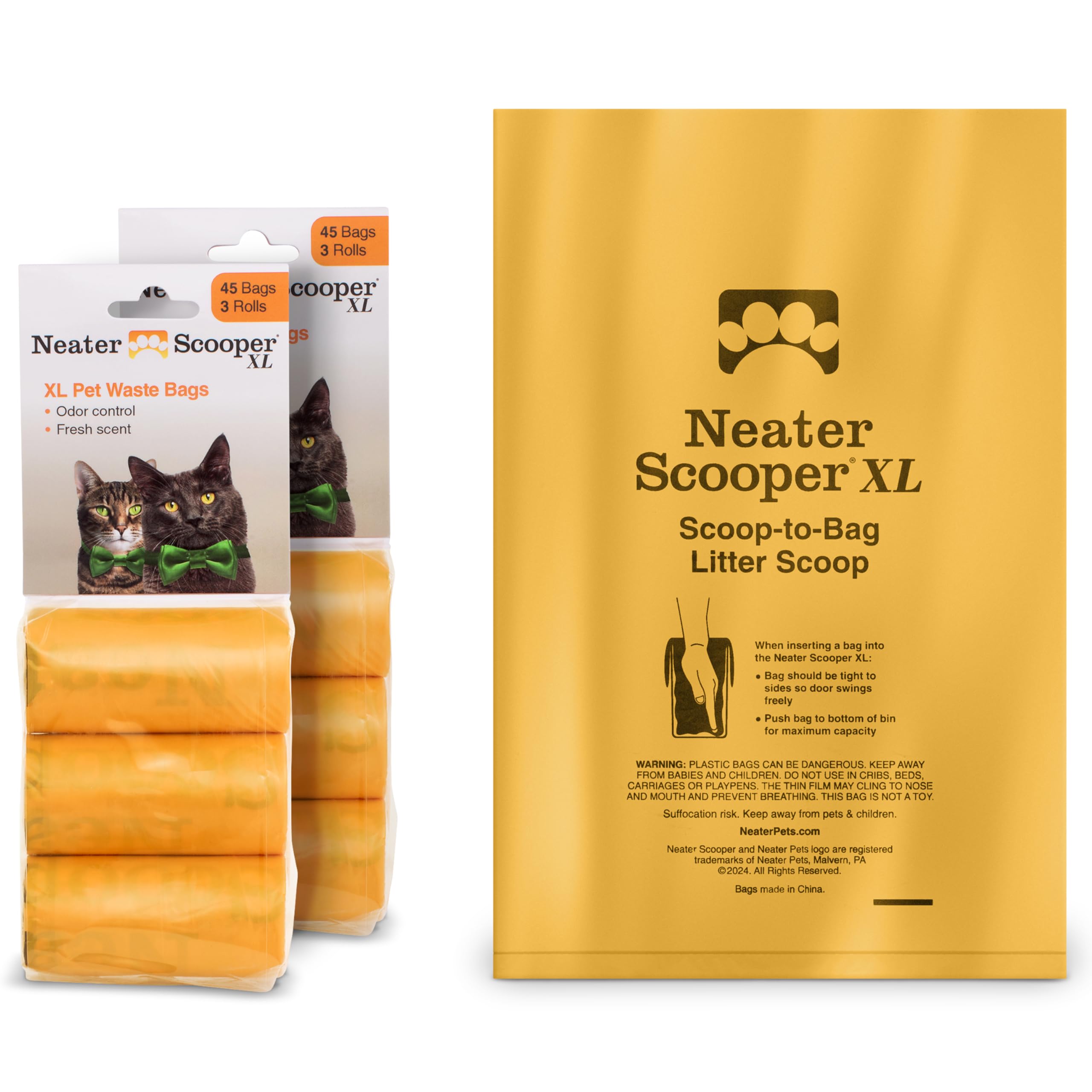Neater Pets Neater Scooper Xl Size Extra-Capacity Waste Bags, Refill Bags For Neater Scooper Xl Cat Litter Scoop, Lavender Scent