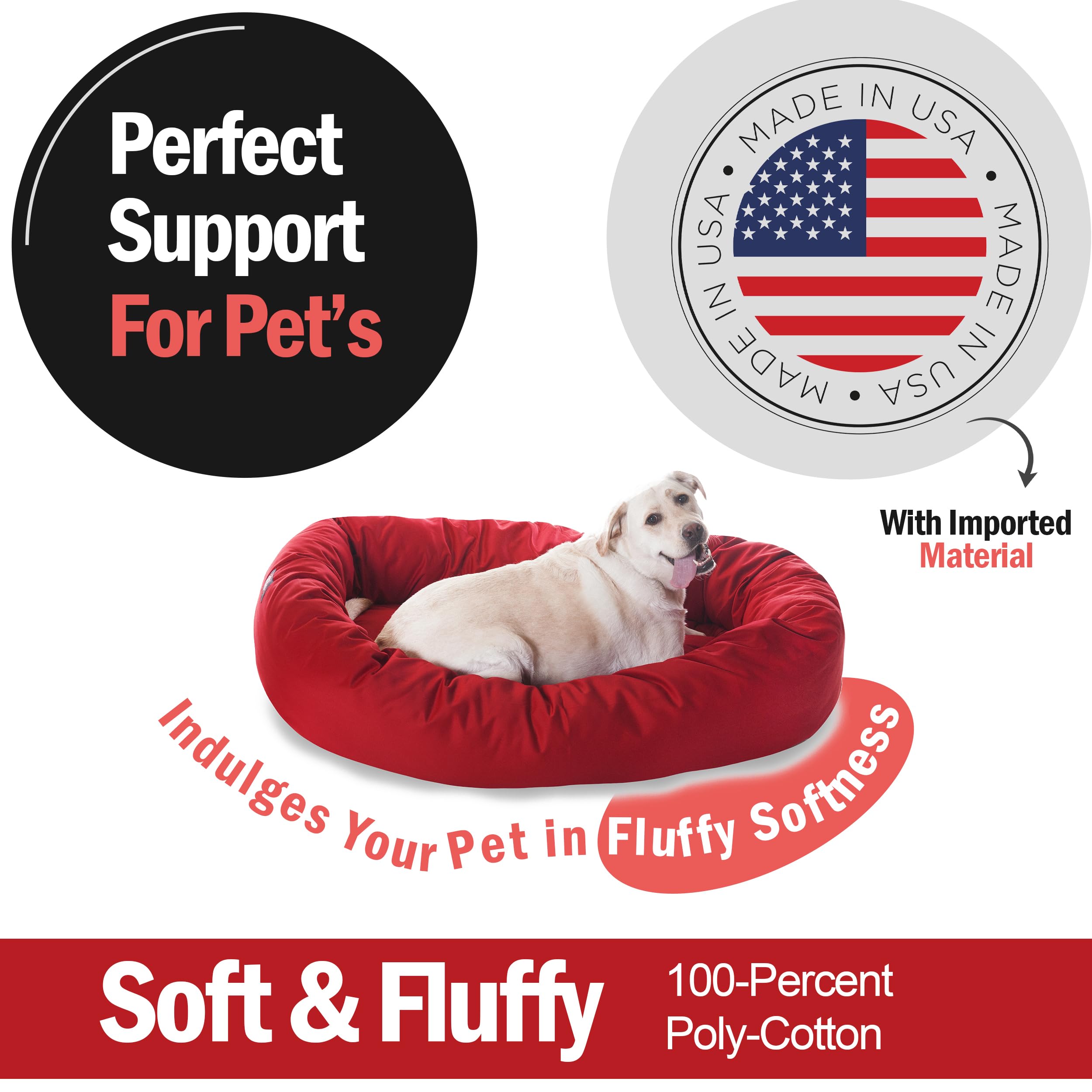 Majestic Pet 52 inch Red Bagel Dog Bed Products