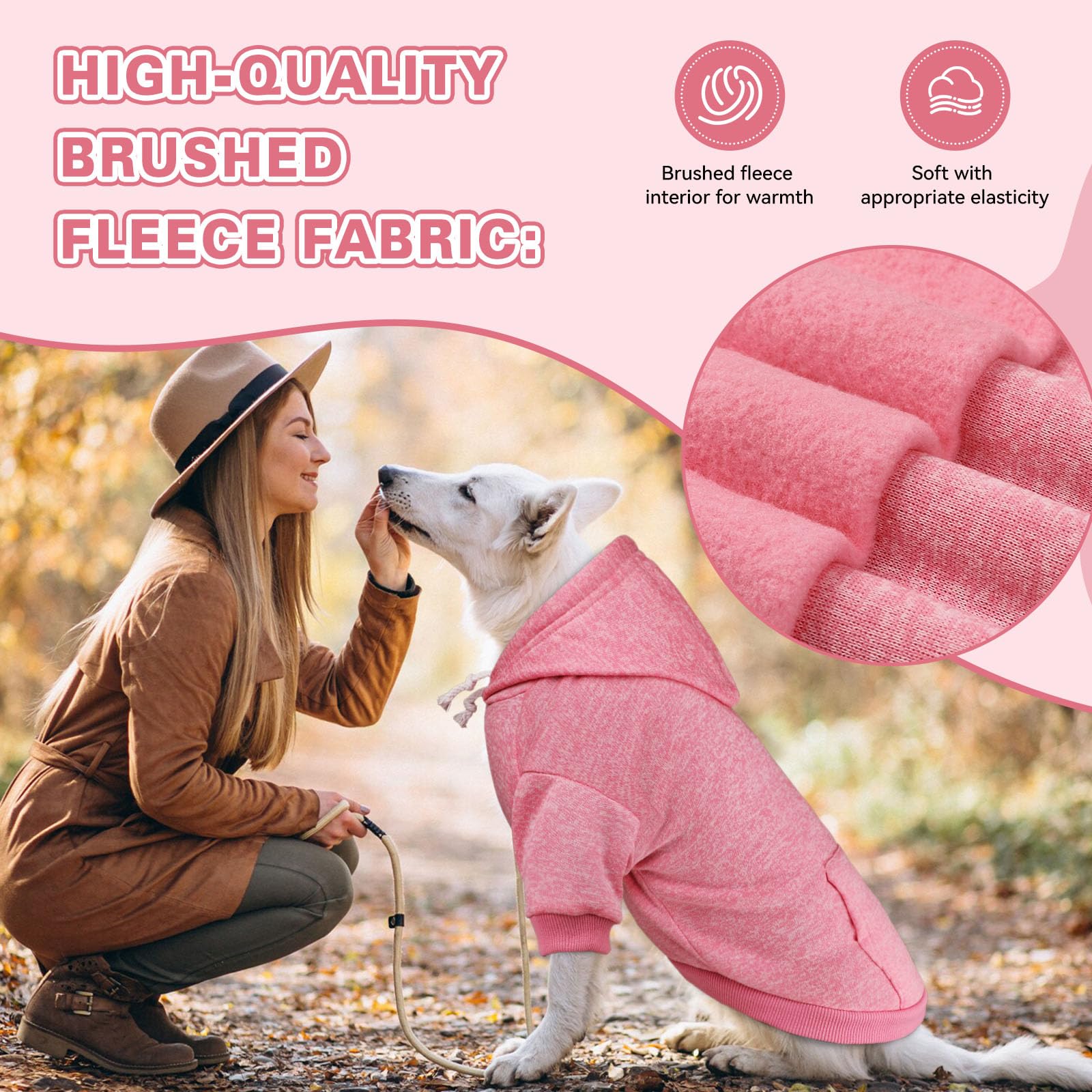 Dog Sweaters For Small Dogs Dog Hoodie Fleece Soft Pet Clothes Sweatshirt With Pocket Pet Hoodie For Small Dogs Puppy Sweater(Pi