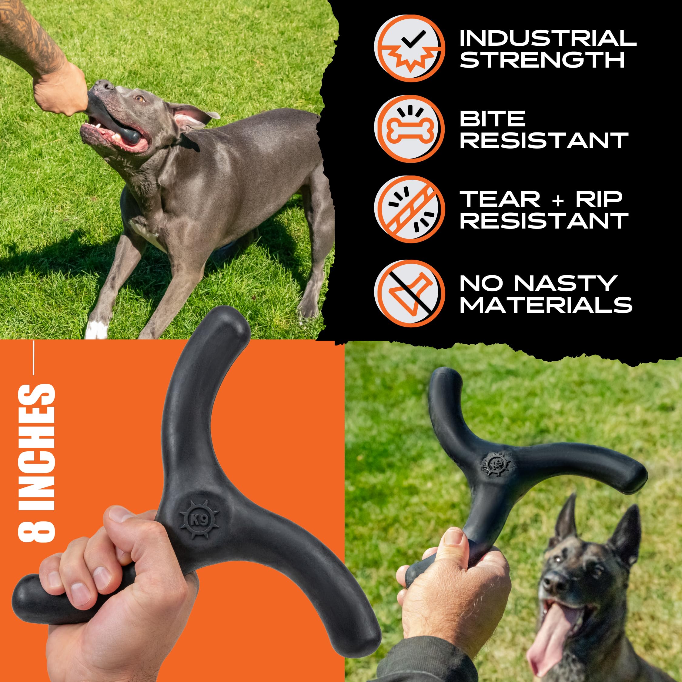 Monster K9 Dog Toys - Ultra Durable Boomerang - Lifetime Replacement Guarantee - For Medium & Large Dogs - Aggressive Chewers
