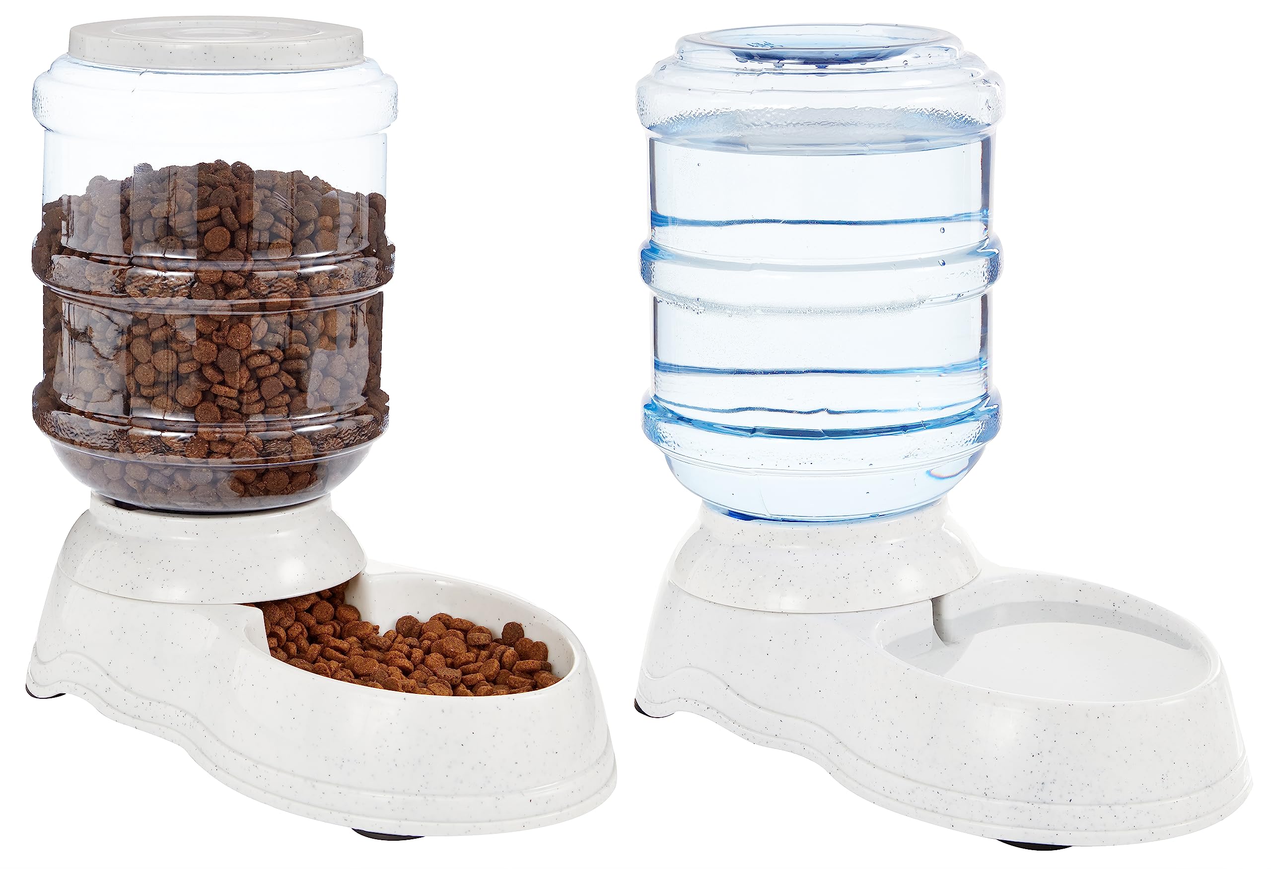Amazon Basics Automatic Dog Cat Water Dispenser Gravity Feeder Set, Small, 6-Pound Food Capacity, 1-Gallon, Gray
