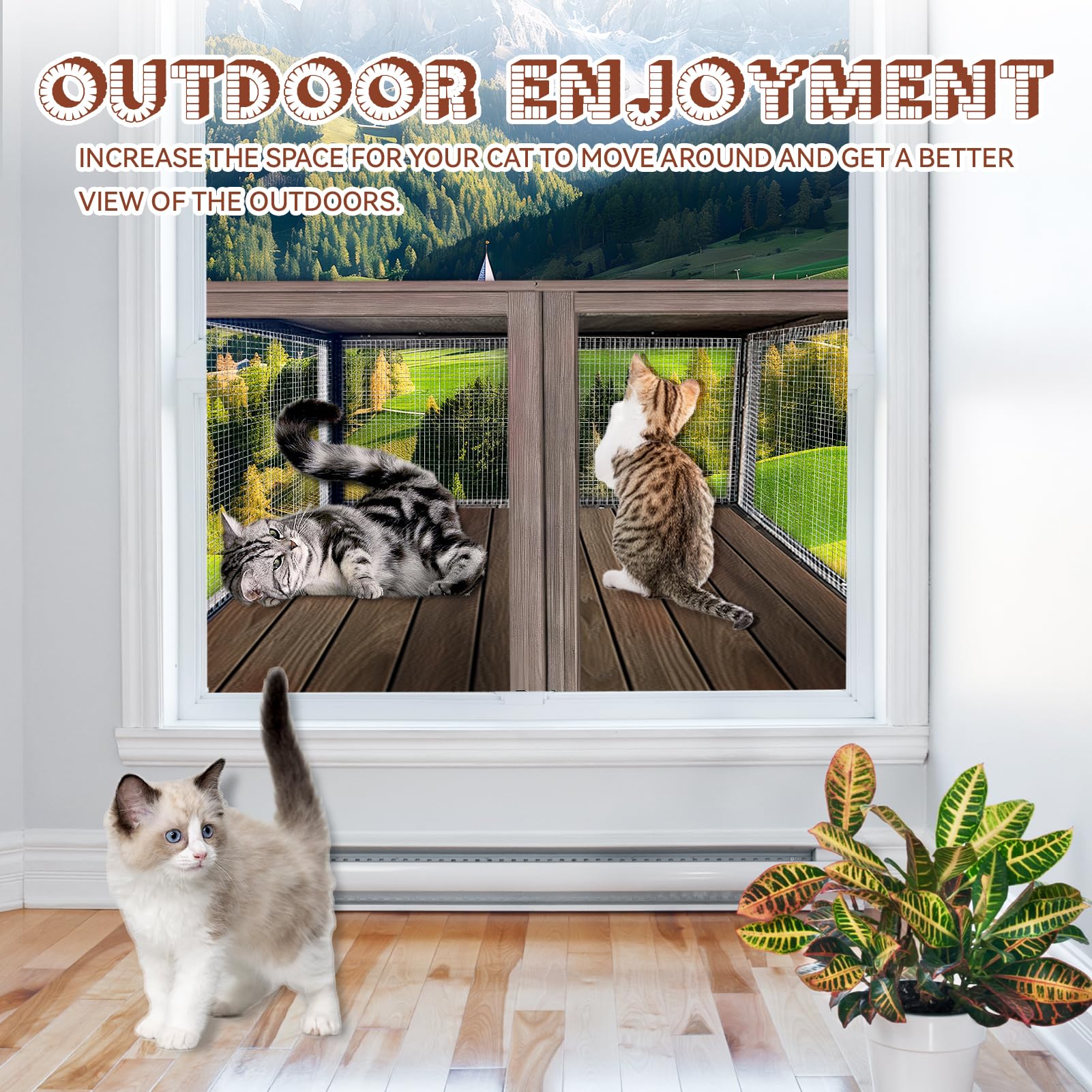 Cat Catio Outdoor Window Enclosure For Large Cats - Expandable Cat Window Bed For Napping, Sunbathing & Enjoying Scenery