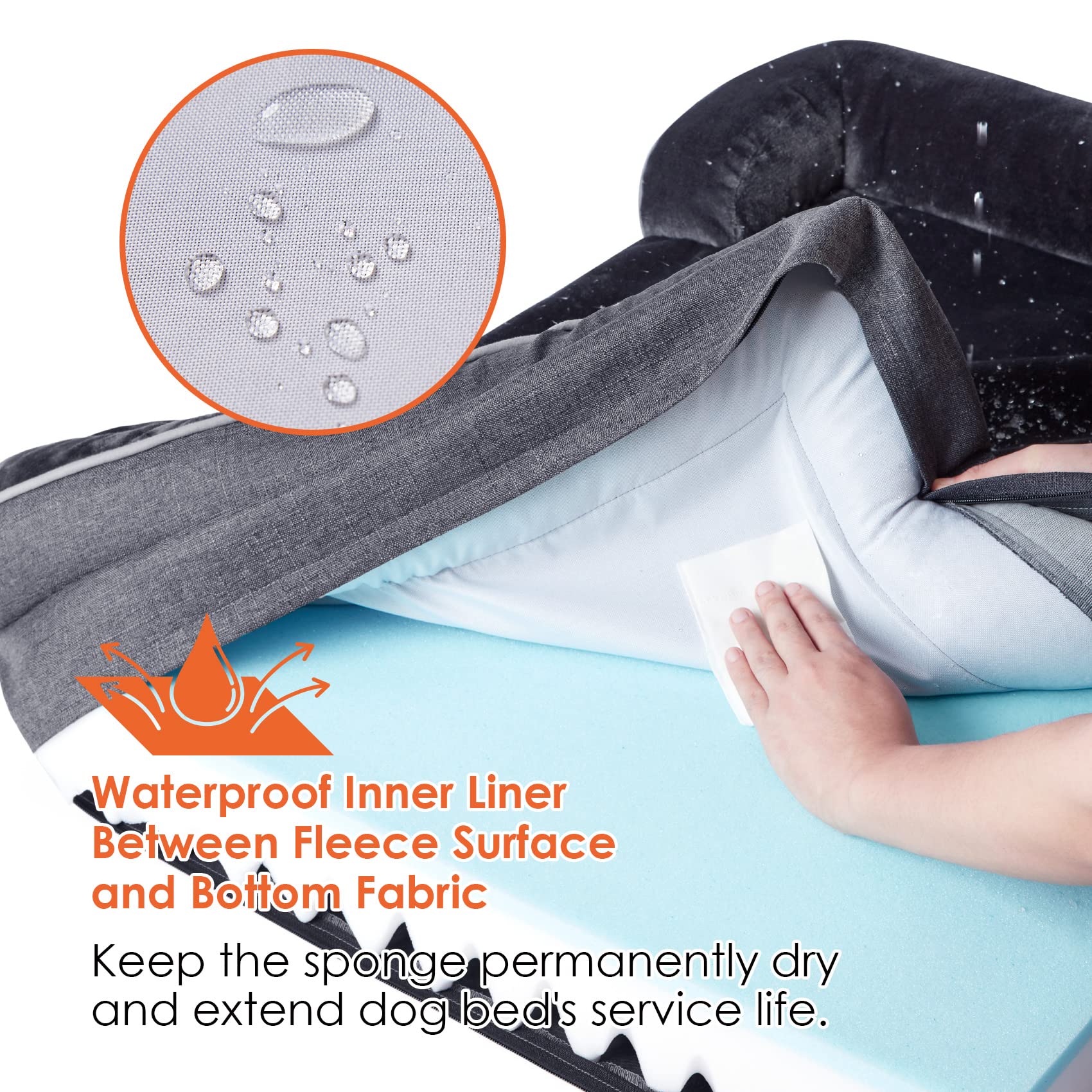 Eheyciga Orthopedic Dog Beds For Extra Large Dogs, Waterproof Memory Foam Xl Dog Bed With Sides, Non-Slip Bottom And Egg-Crate Foam Big Dog Couch Bed With Washable Removable Cover, Dark Grey