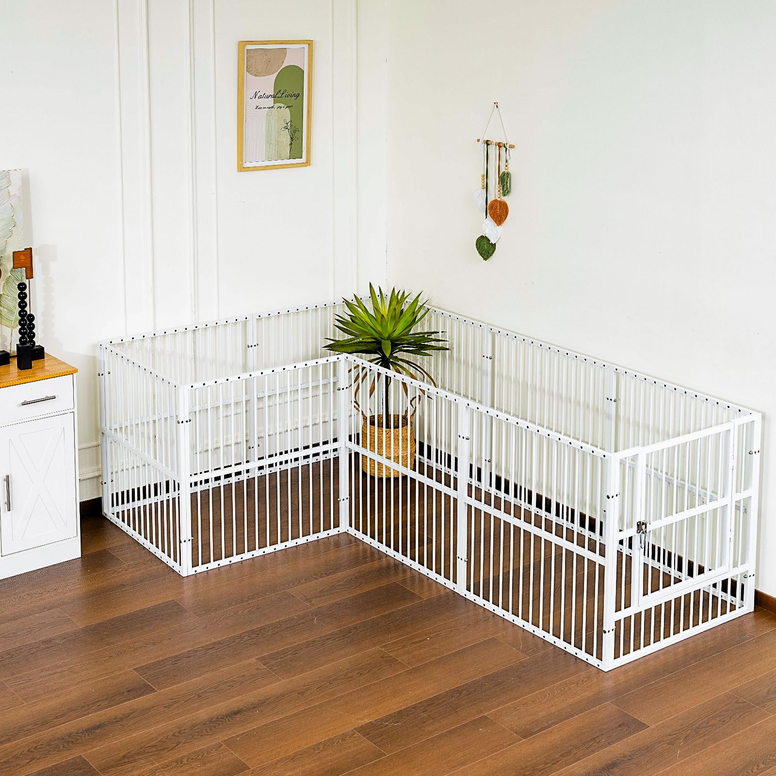 RYPetmia Dog Playpen - 32 Height Dog Pen, Heavy Duty Puppy Pen with Door, Safe & Sturdy, Easy Assemble for Indoor/Outdoor Pet Pl