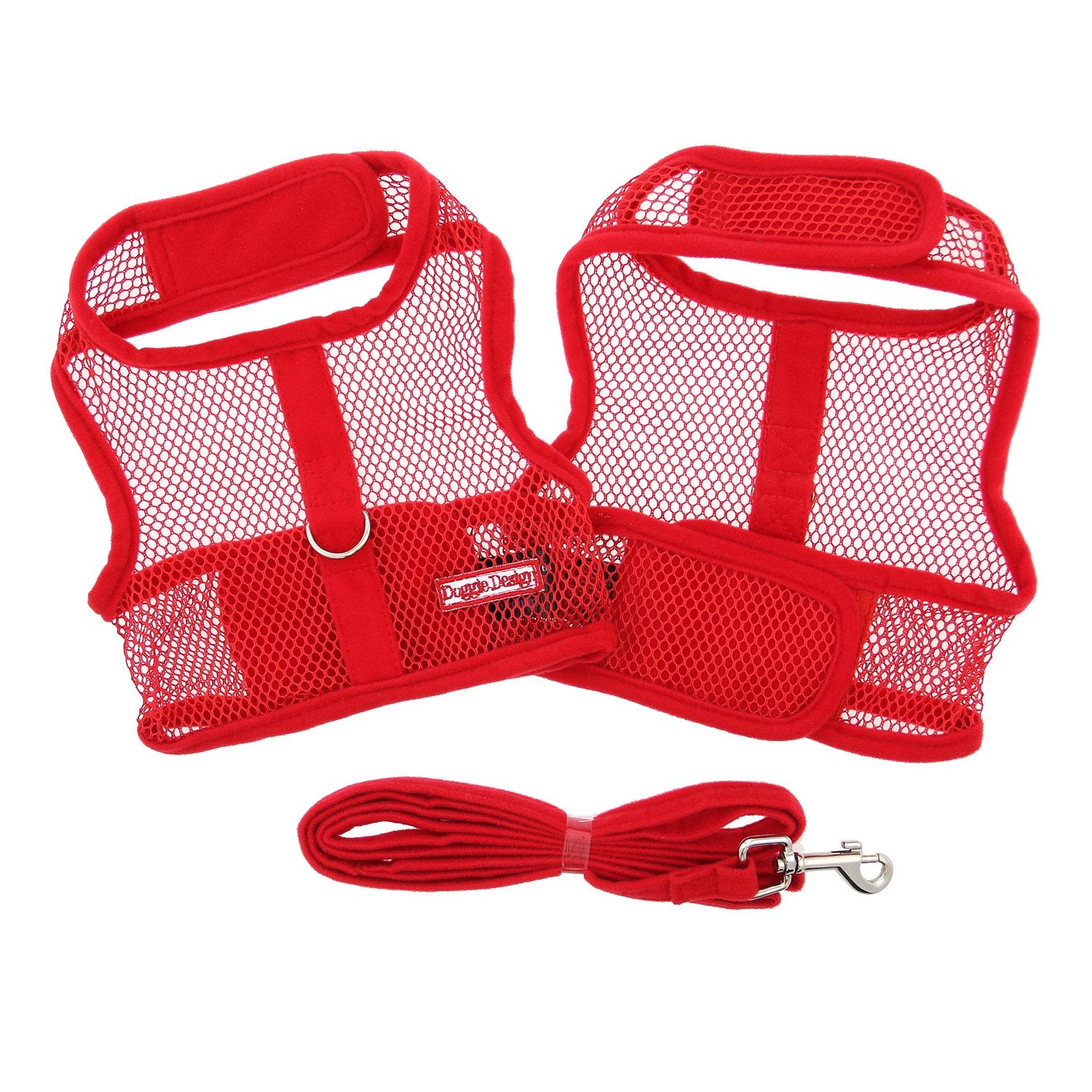 Red Cool Mesh Dog Harness with Leash by Doggie Design (Large)