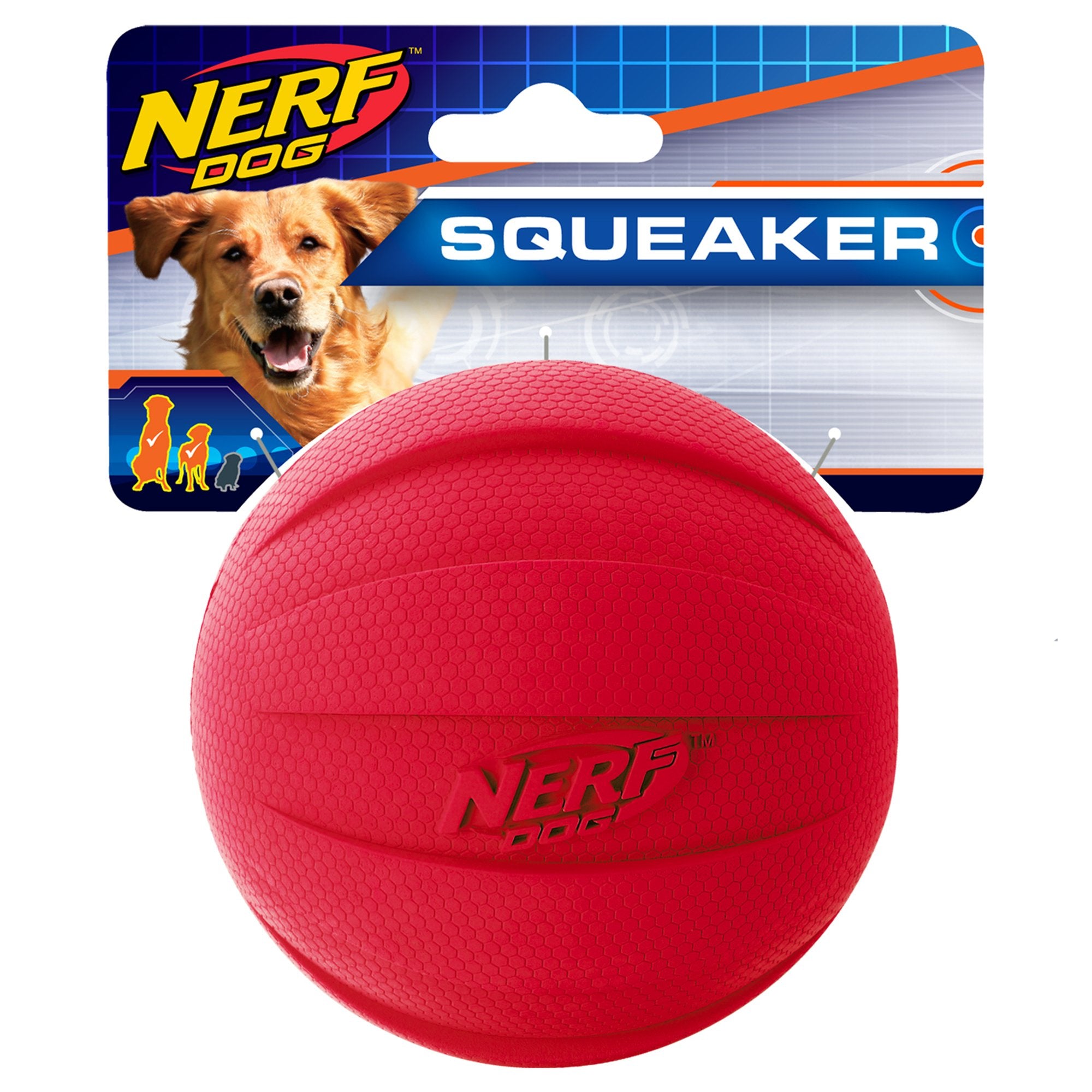 Nerf Dog Rubber Ball Dog Toy With Interactive Squeaker, Lightweight, Durable And Water Resistant, 4 Inch Diameter For Medium/Lar