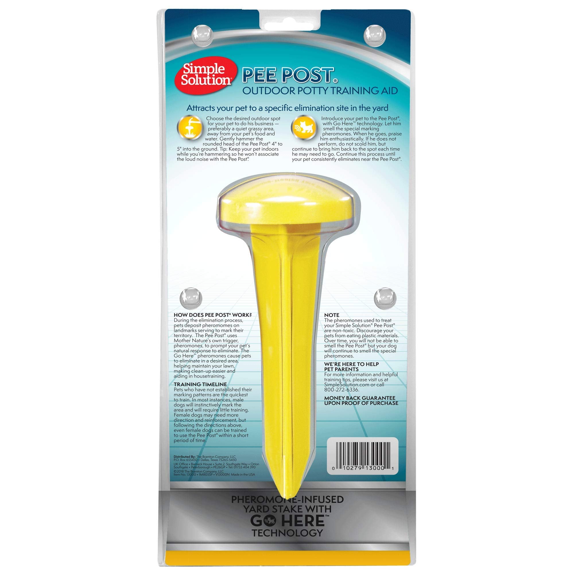 Simple Solution Pee Post Outdoor Potty Training Aid - Pheromone-Infused Yard Stake With Go Here™ Technology - 13 Inch Stake