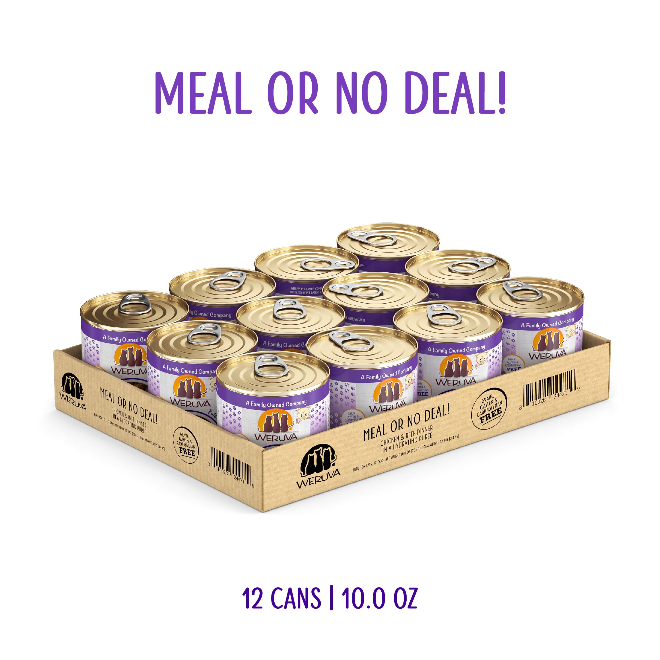 Weruva Wet Cat Food, Meal or No Deal with Chicken and Beef Pate, 10oz Can, Pack of 12